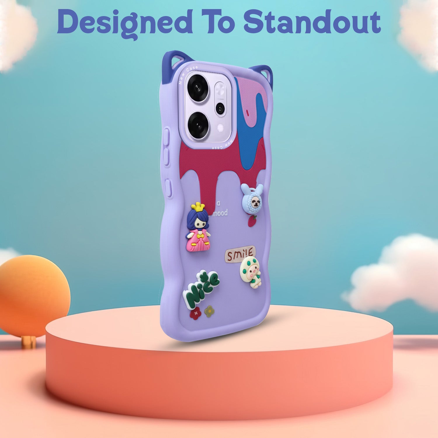 For Oppo Reno14 Pro 5G | Oppo Reno 14 Pro 5G Back Case Cover Strap (3D embossed Figures | Strap Holder | 360* Soft Cushion with Camera Bump)