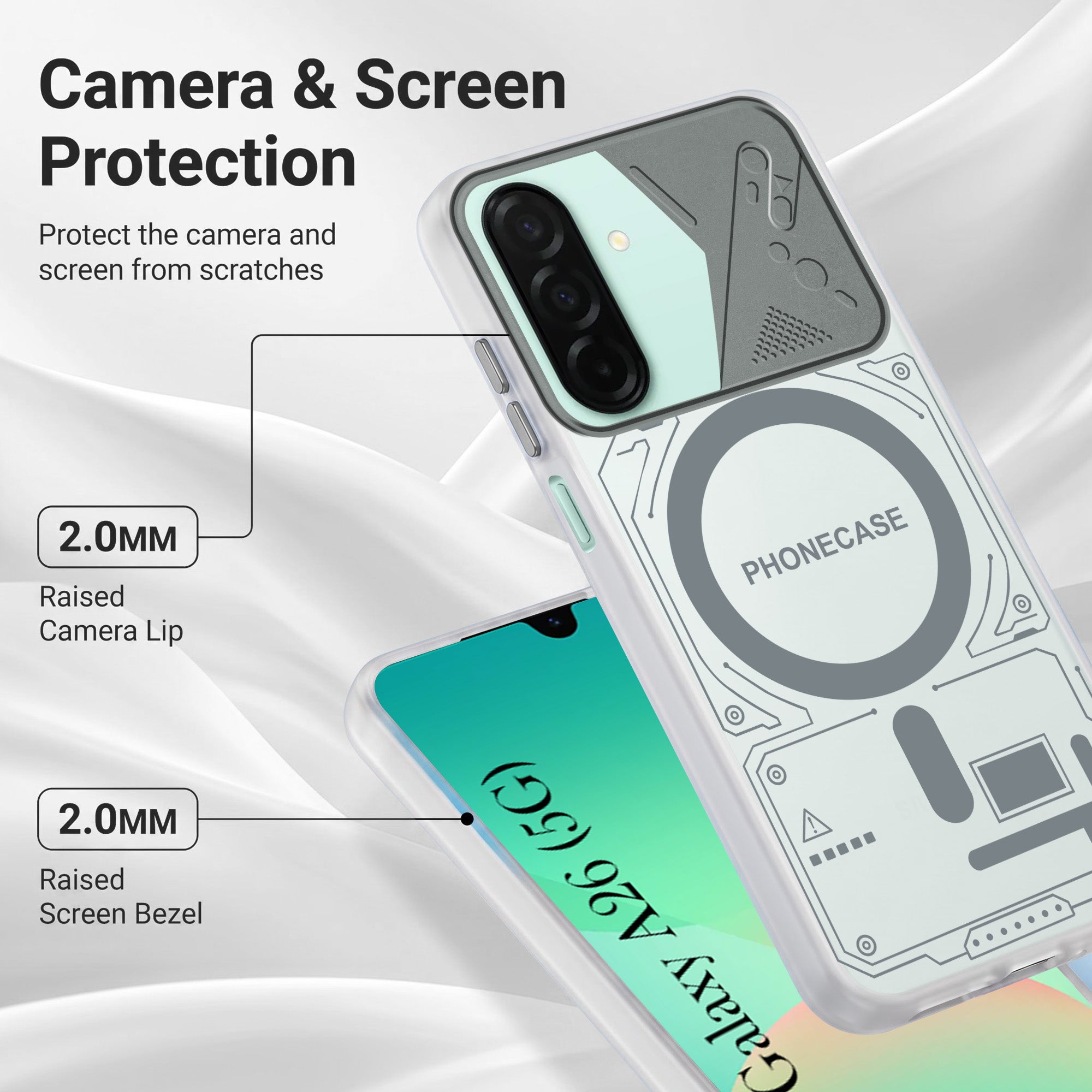 For Samsung Galaxy A26 5G Metallic Back Cover Case (Metallic Camera Protection & Buttons | Translucent Milky Shade | Hard Polycarbonate)