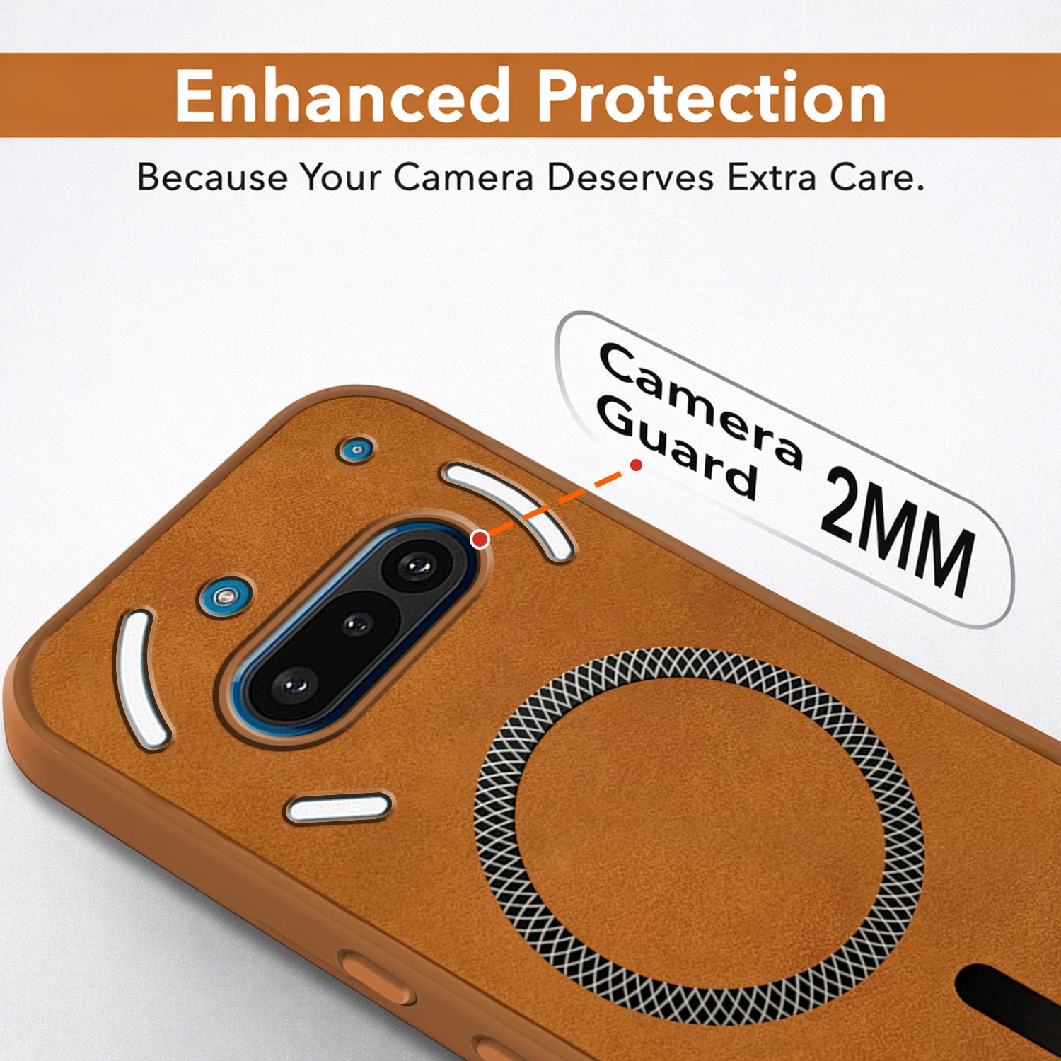 For Nothing Phone 3A 5G Back Cover Case Leather Finish (MagSafe Compatible Wireless Charging | Soft Touch | Camera Bump Protection)