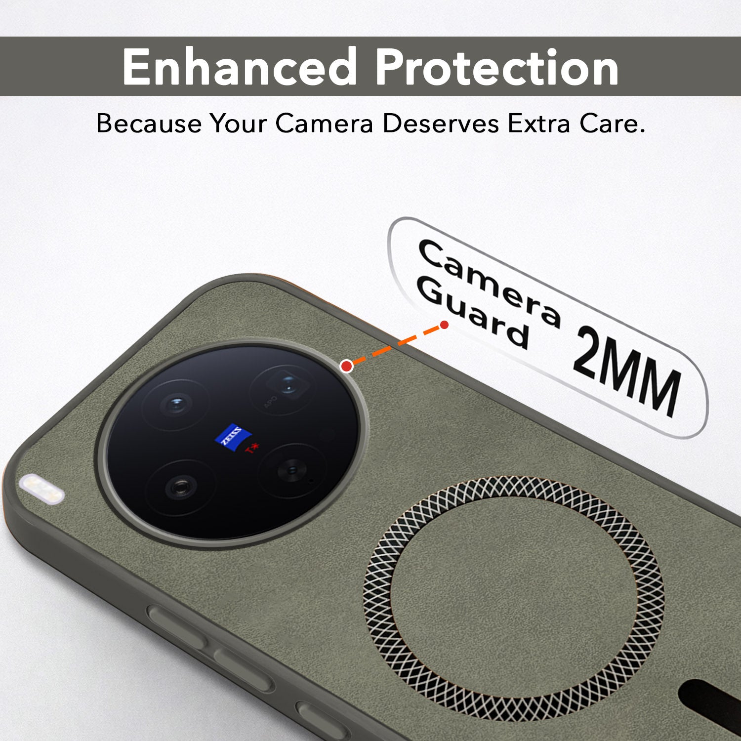 For Vivo X300 5G Back Cover Case Leather Finish (MagSafe Compatible Wireless Charging | Soft Touch | Camera Bump Protection)