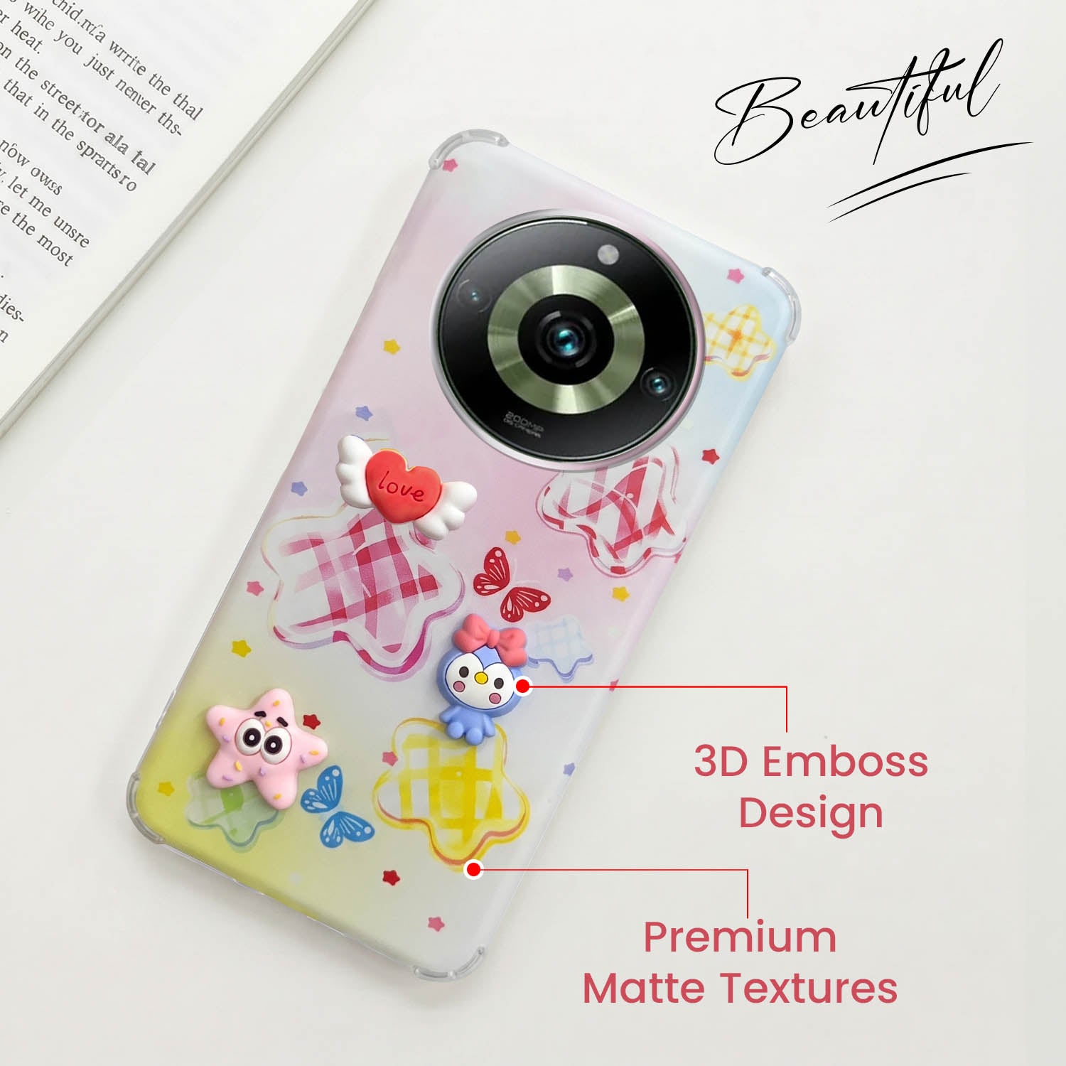 For Realme 11 Pro 5G | Realme 11 Pro Plus 5G Back Cover Case (3D Cute Cartoons | Hard Back Side Soft | Matte Premium Finish | HD Printing)
