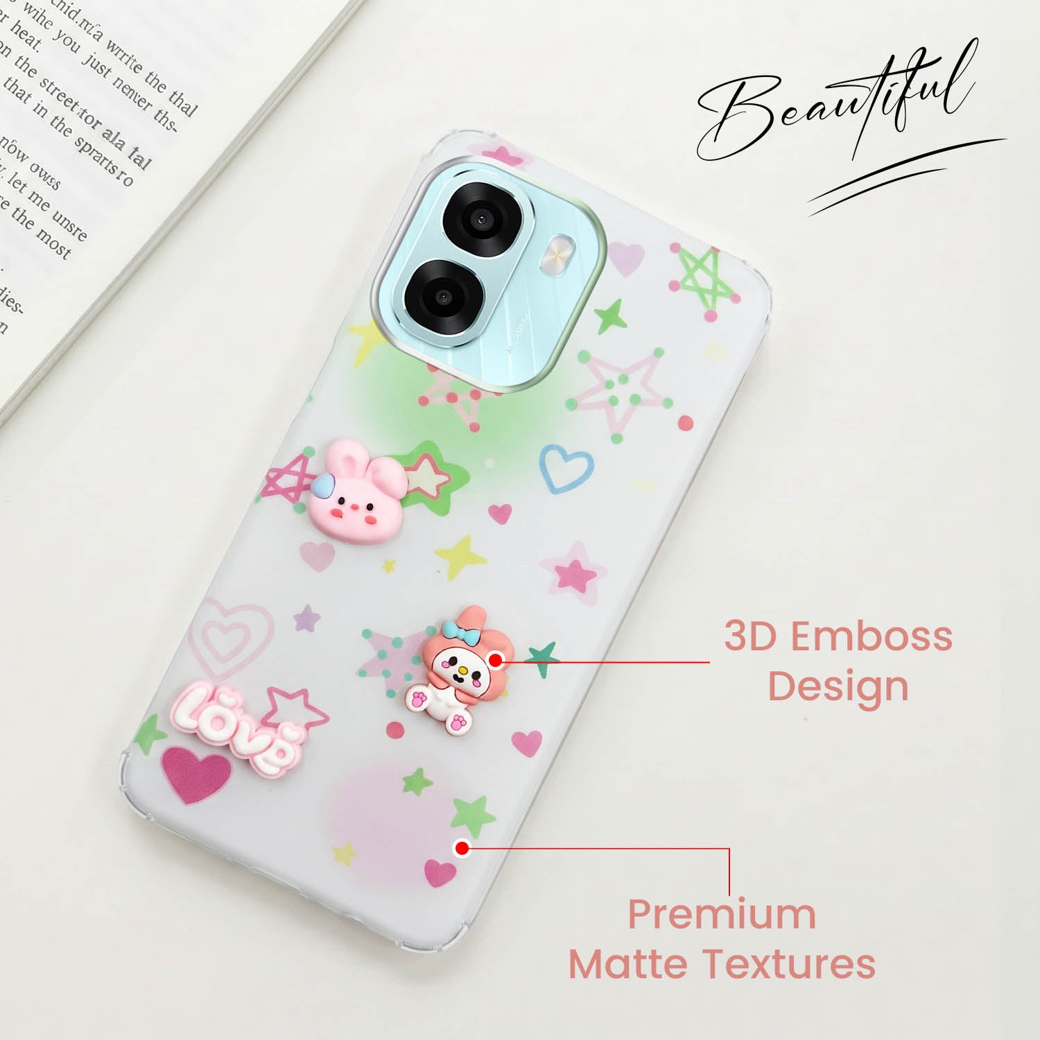 For Oppo A6X | Oppo A6S Back Cover Case (3D Cute Cartoons | Hard Back Side Soft | Matte Premium Finish | HD Printing)