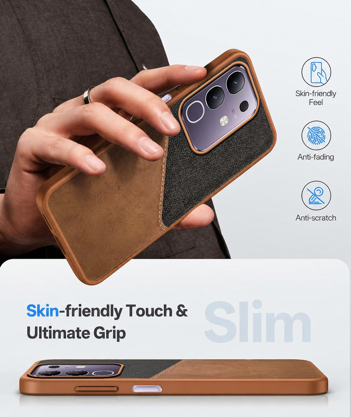 For Vivo T4x | Vivo Y31 Pro Back Cover Case(Dual PU Leather Stitch | Professional Minimalist | Soft and Flexible)