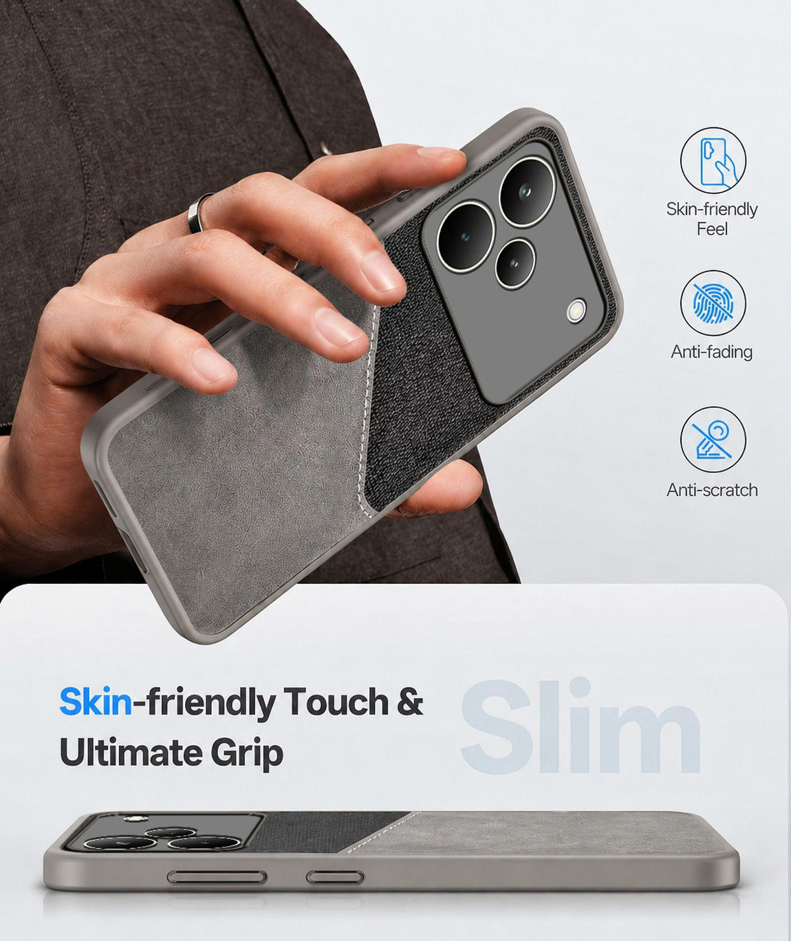 For Realme P4 Pro Back Cover Case (Dual PU Leather Stitch | Professional Minimalist | Soft and Flexible)