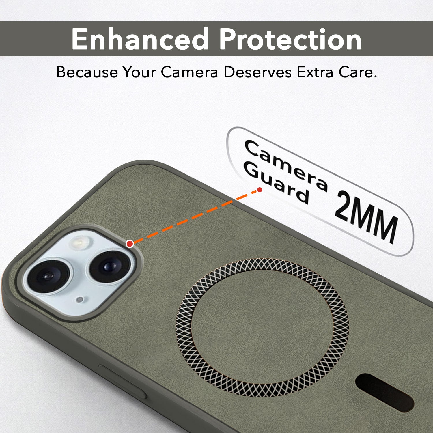 For Apple iPhone 13 Back Cover Case (Sleek Leather Finish | MagSafe Compatible Wireless Charging | Camera Bump Protection)