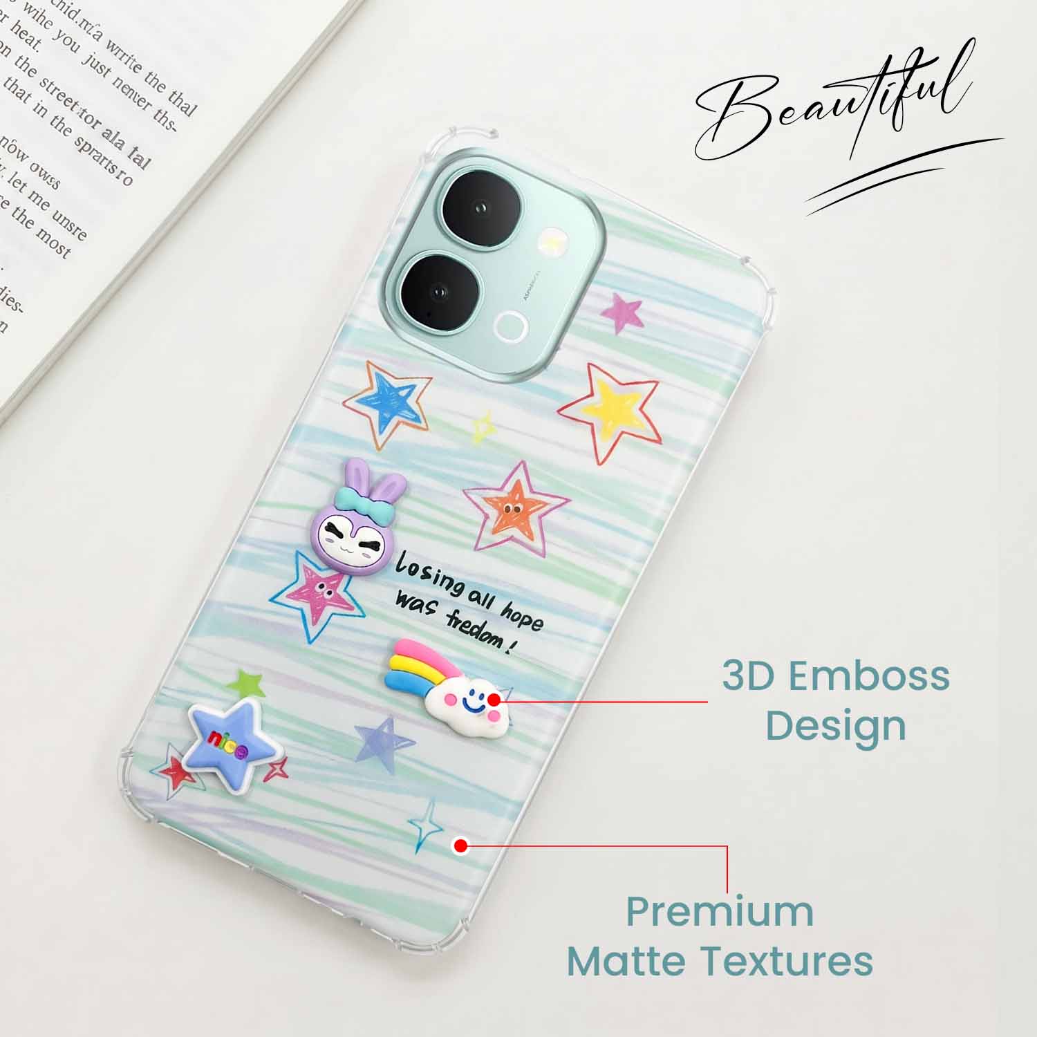 For Vivo iQOO Z11x 5G Back Cover Case (3D Cute Cartoons | Hard Back Side Soft | Matte Premium Finish | HD Printing)