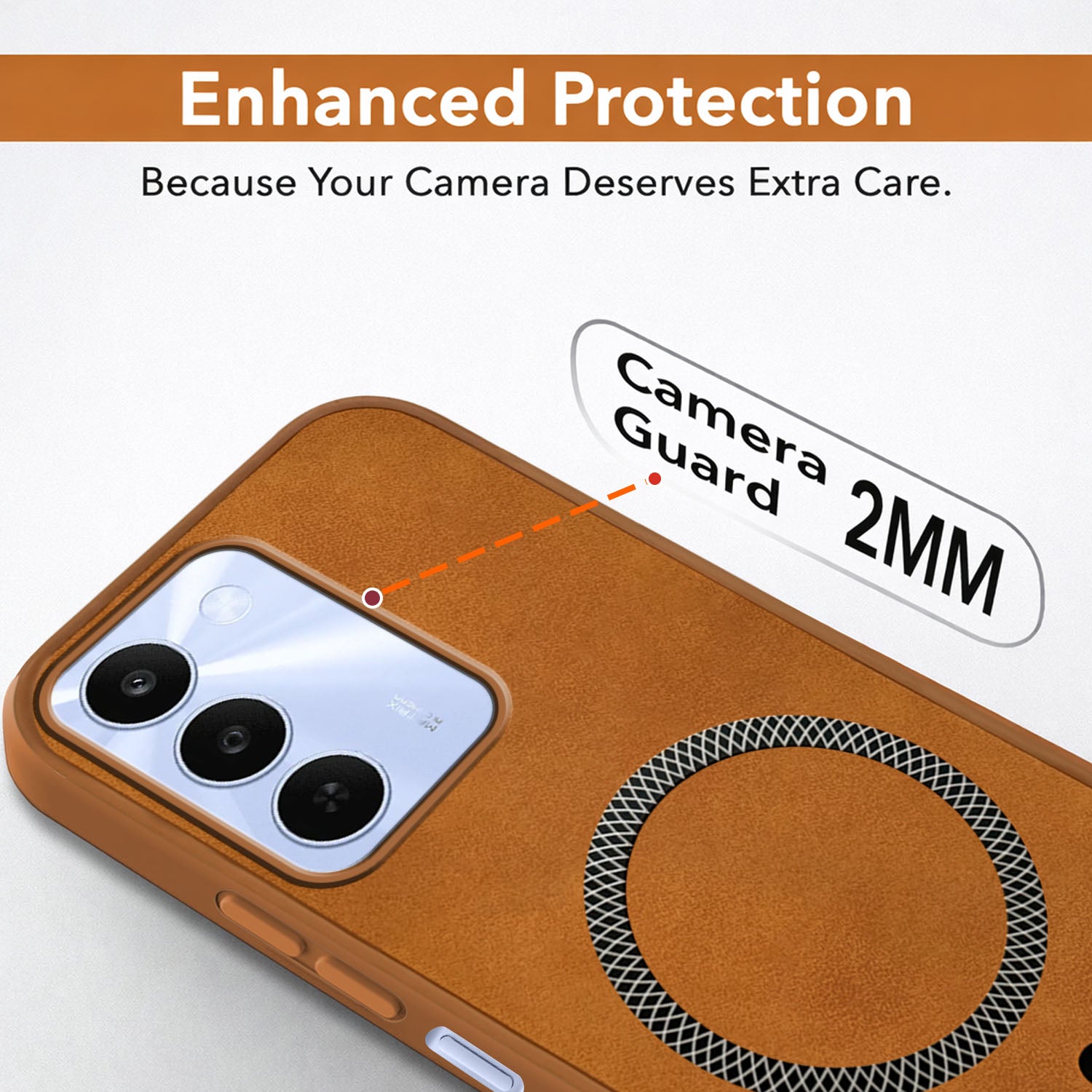 For Realme C83 5G Back Cover Case Leather Finish (MagSafe Compatible Wireless Charging | Soft Touch | Camera Bump Protection)