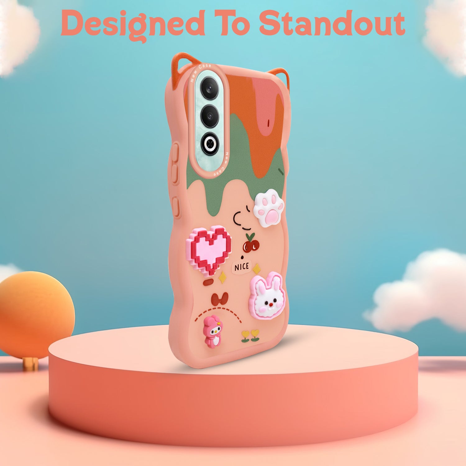 For Oneplus Nord CE 4 Back Case Cover Strap (3D embossed Figures | Strap Holder | 360* Soft Cushion with Camera Bump)