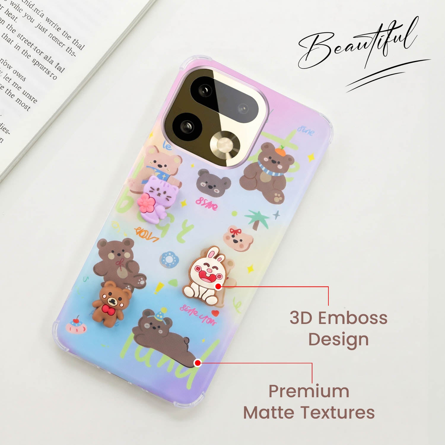 For Realme 16 Pro Plus 5G Back Cover Case (3D Cute Cartoons | Hard Back Side Soft | Matte Premium Finish | HD Printing)