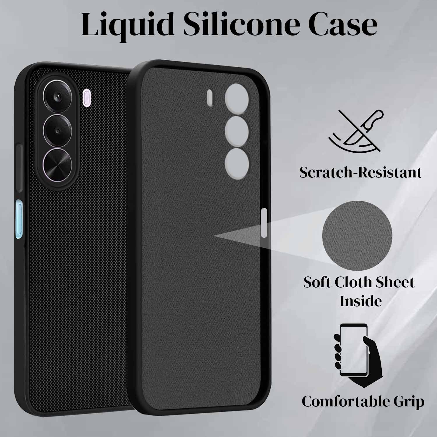 For Realme P4x Back Cover Case Rubberised (Textured Grip Design | Micro-Fiber Cloth Inside | Slim and Light Weight | Soft Touch and Feel)