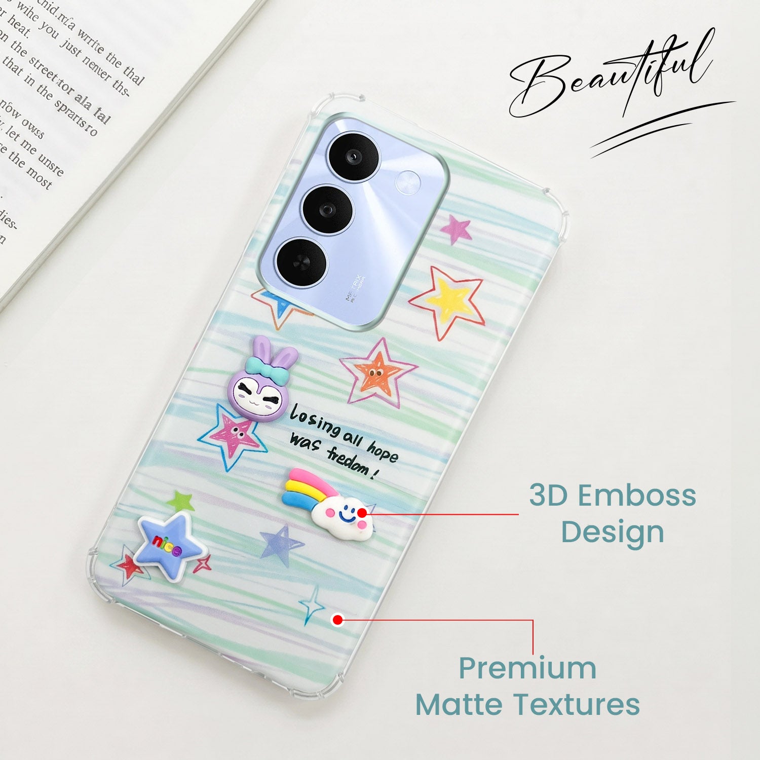 For Realme C83 5G Back Cover Case (3D Cute Cartoons | Hard Back Side Soft | Matte Premium Finish | HD Printing)