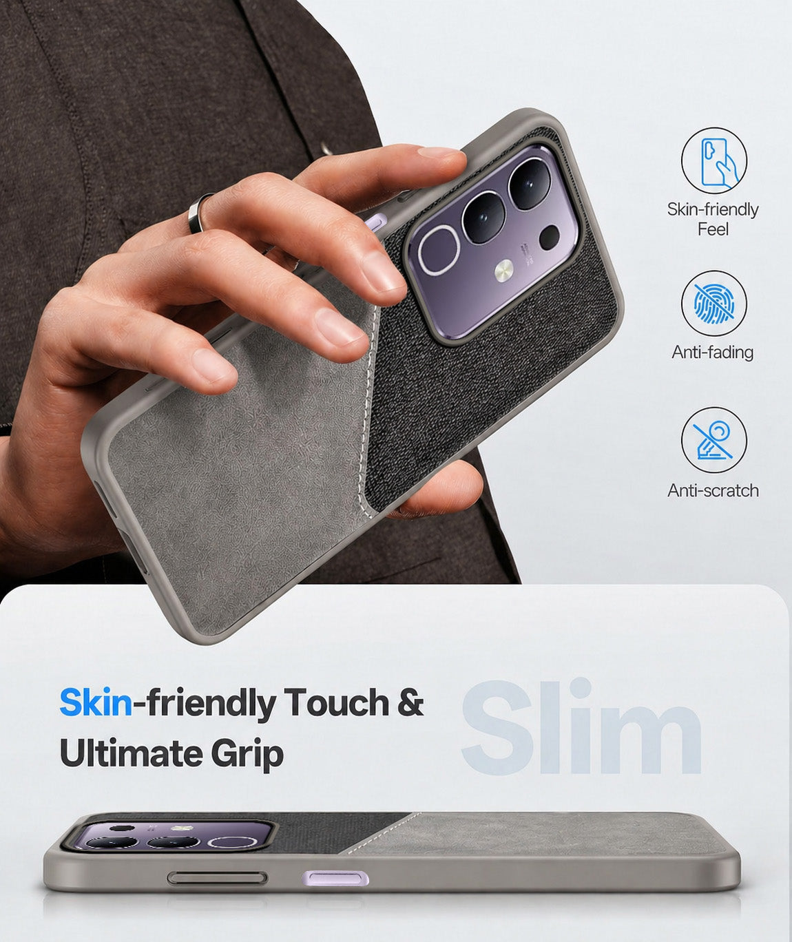 For Vivo T4x | Vivo Y31 Pro Back Cover Case(Dual PU Leather Stitch | Professional Minimalist | Soft and Flexible)