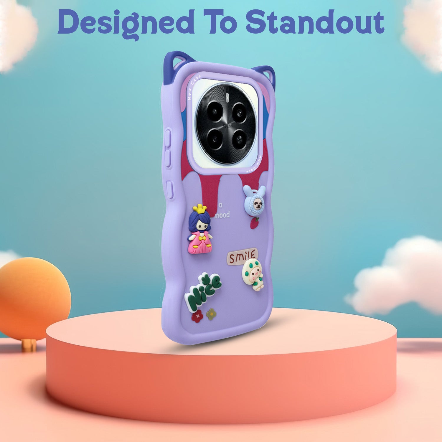 For Realme Narzo 70 5G Back Case Cover Strap (3D Embossed Figures | Strap Holder | 360* Soft Cushion with Camera Bump)