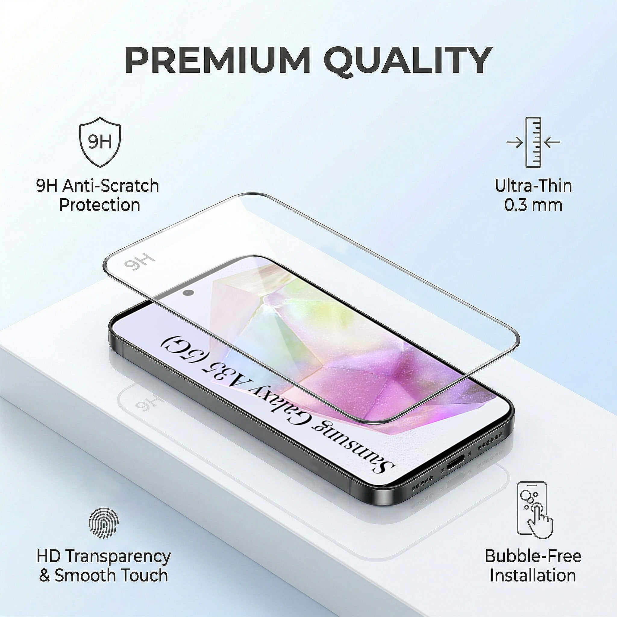 For Samsung Galaxy A35 5G Combo with Back Cover and 9H Tempered Glass (Lifetime Anti-Yellow | Crystal Clear Shockproof | Oleophobic Coating Screen Glass)