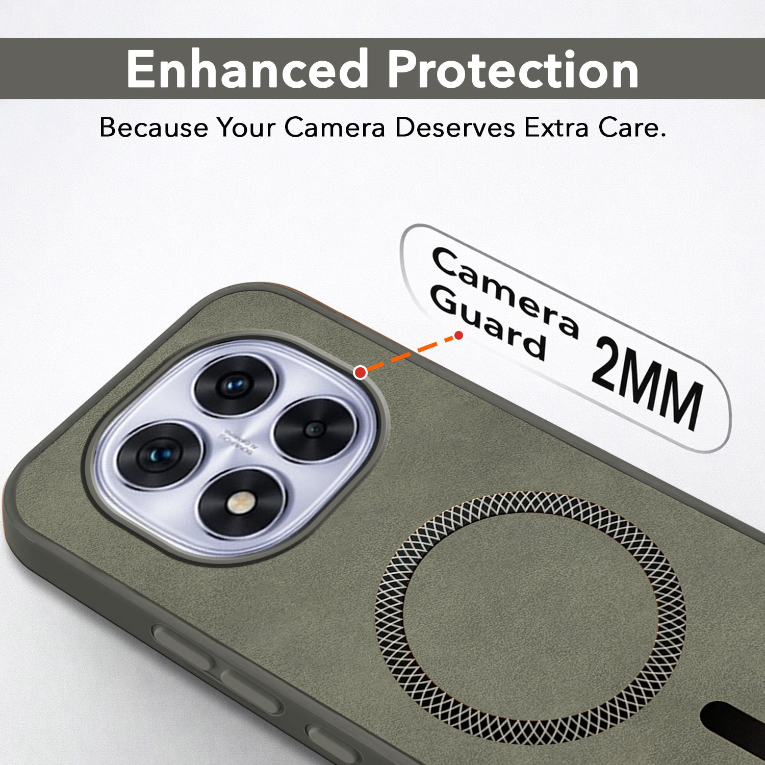 For Redmi Note 14 Pro Back Cover Case Leather Finish (MagSafe Compatible Wireless Charging | Soft Touch | Camera Bump Protection)