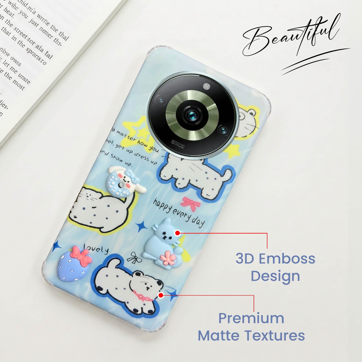 For Realme 11 Pro 5G | Realme 11 Pro Plus 5G Back Cover Case (3D Cute Cartoons | Hard Back Side Soft | Matte Premium Finish | HD Printing)