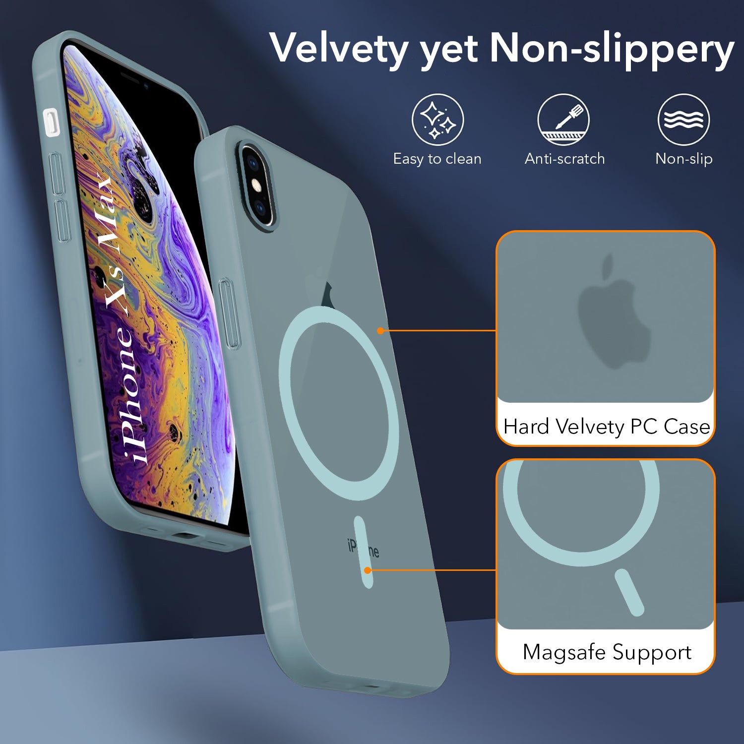 For Apple iPhone Xs Max Back Cover Case (Frosted Matte Feel | MagSafe Compatible Wireless Charging | Polycarbonate Material)
