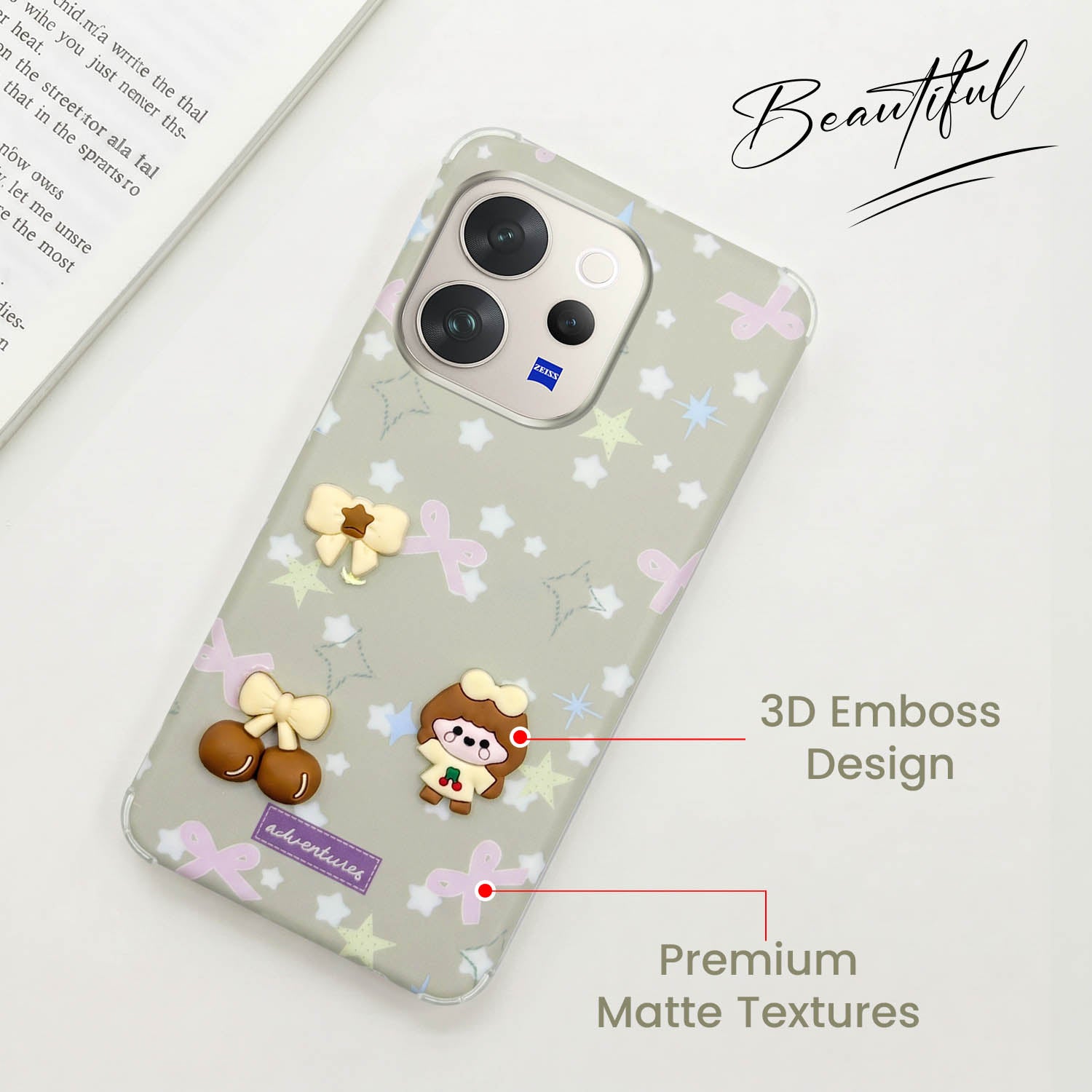 For Vivo V70 | Vivo V70 Elite 5G Back Cover Case (3D Cute Cartoons | Hard Back Side Soft | Matte Premium Finish | HD Printing)