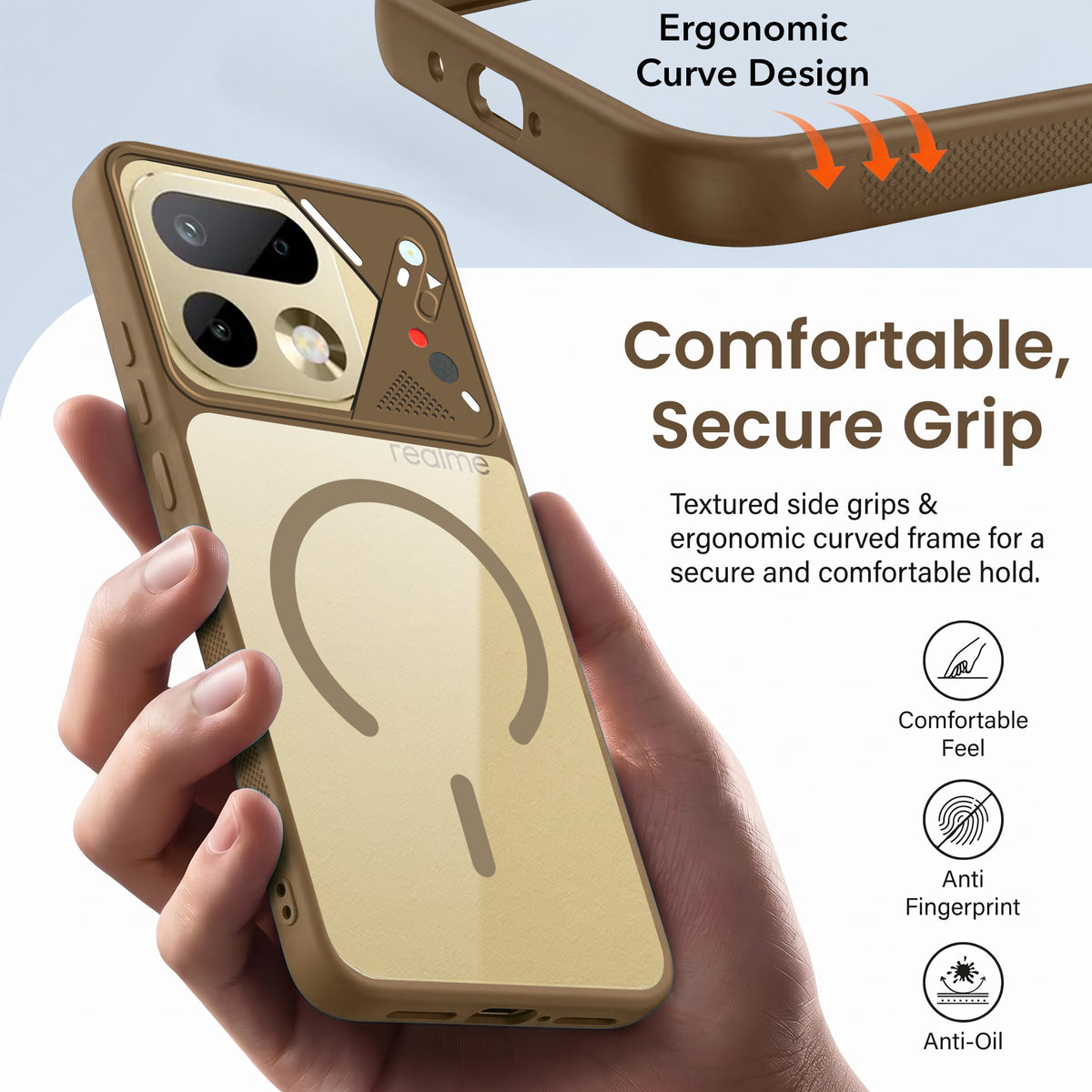 For Realme 16 Pro Back Cover Case Lifetime Anti-Yellow Clear (Camera Protection | Side Grip | Wireless MagSafe Compatible)