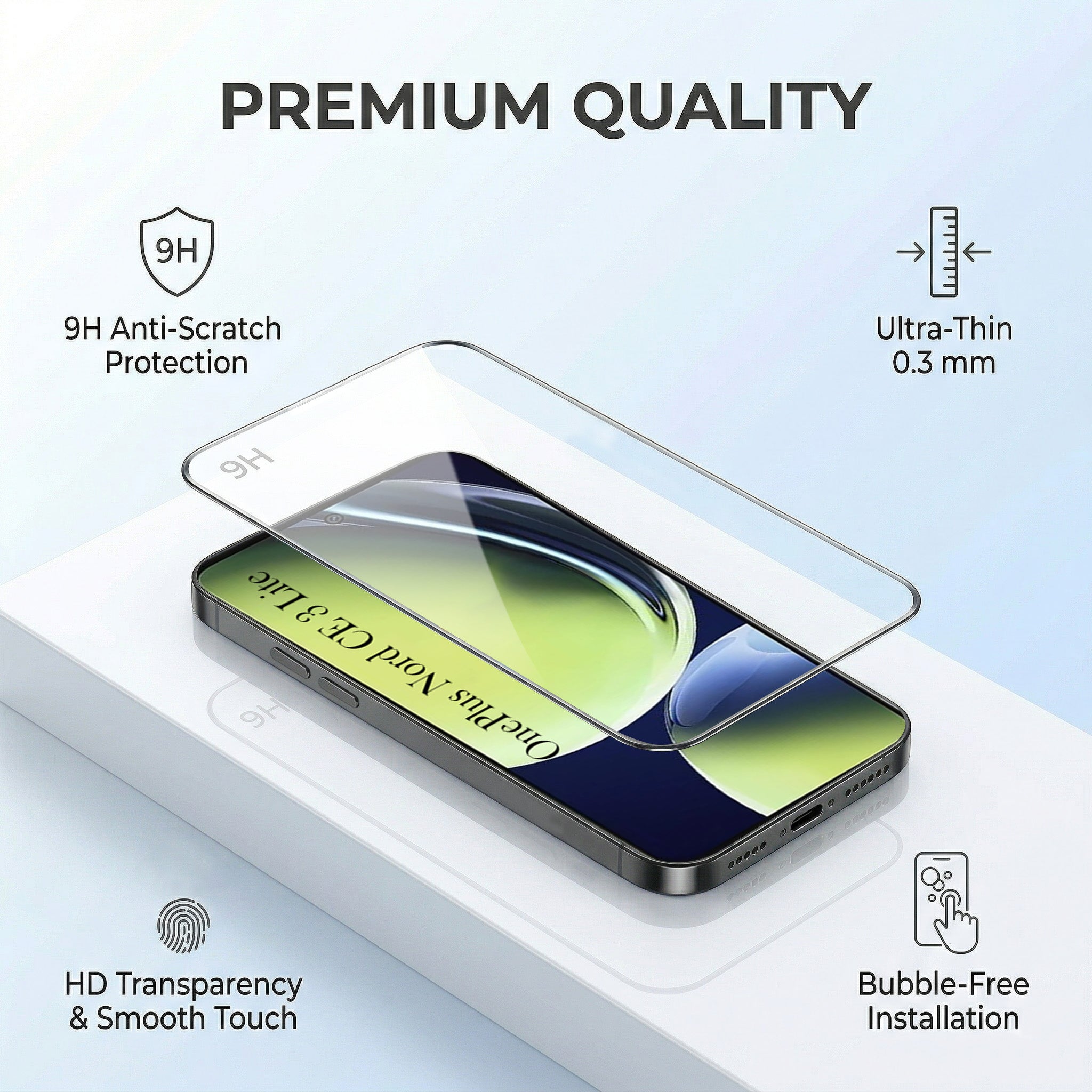 For OnePlus Nord CE 3 Lite Combo with Back Cover and 9H Tempered Glass (Lifetime Anti-Yellow | Crystal Clear Shockproof | Oleophobic Coating Screen Glass)