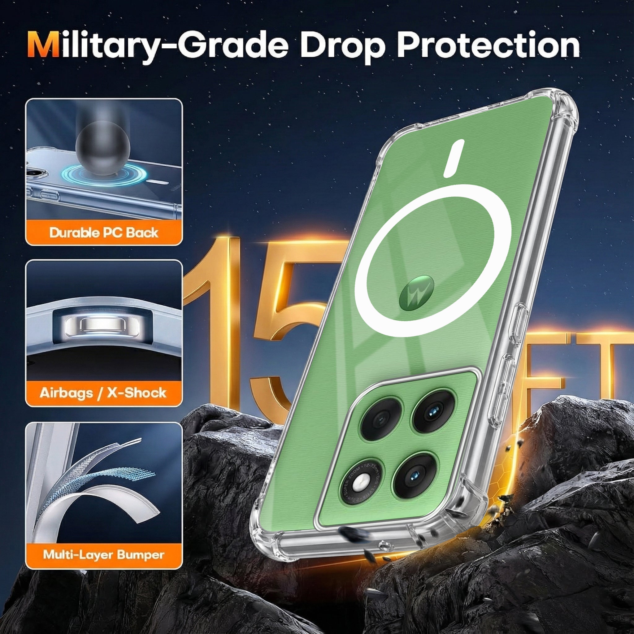 For Motorola Moto Edge 60 Back Cover Shockproof Crystal-Clear (Magsafe Wireless Support | Drop & Camera Protection | Hard Polycarbonate)