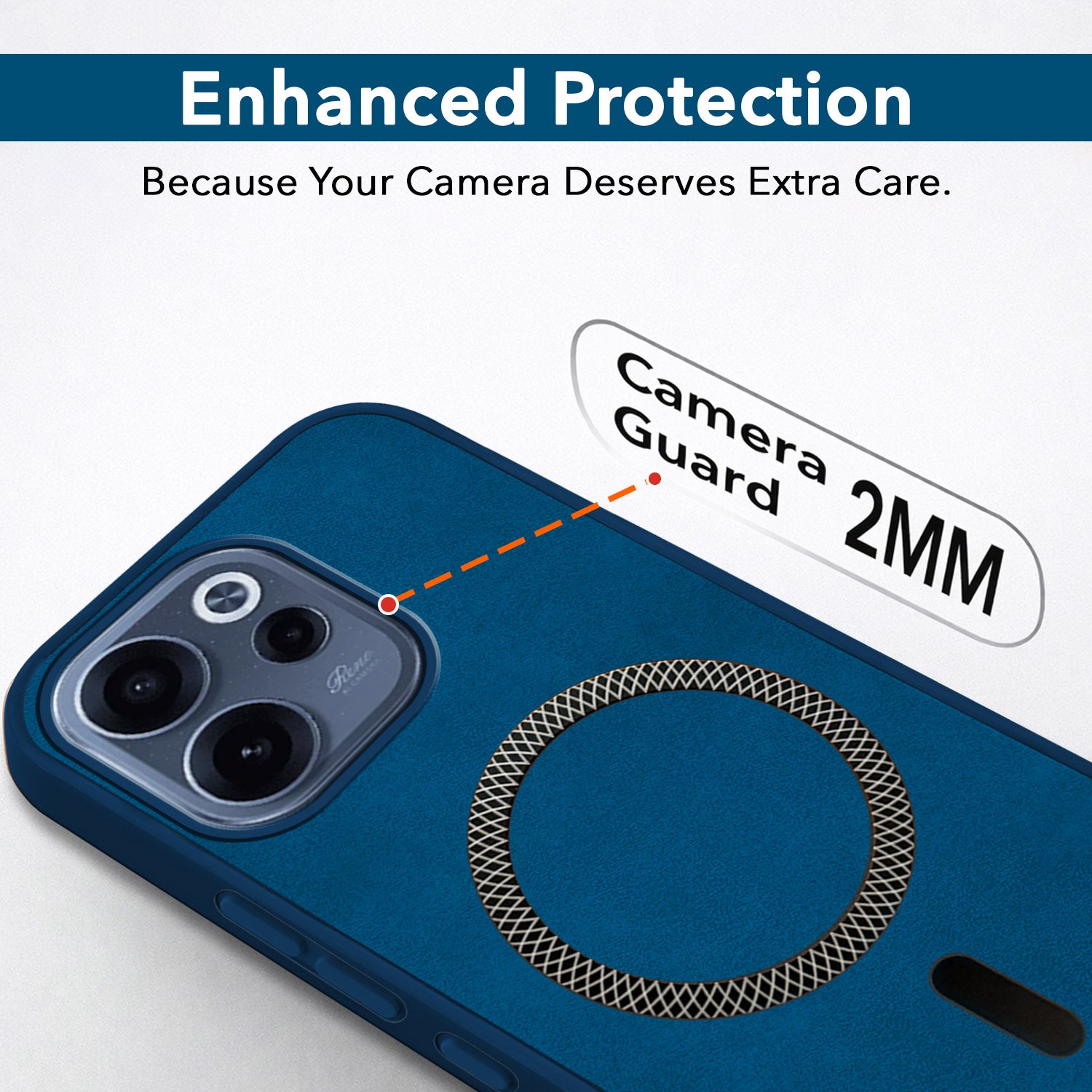 For Oppo Reno 15c Back Cover Case Leather Finish (MagSafe Compatible Wireless Charging | Soft Touch | Camera Bump Protection)