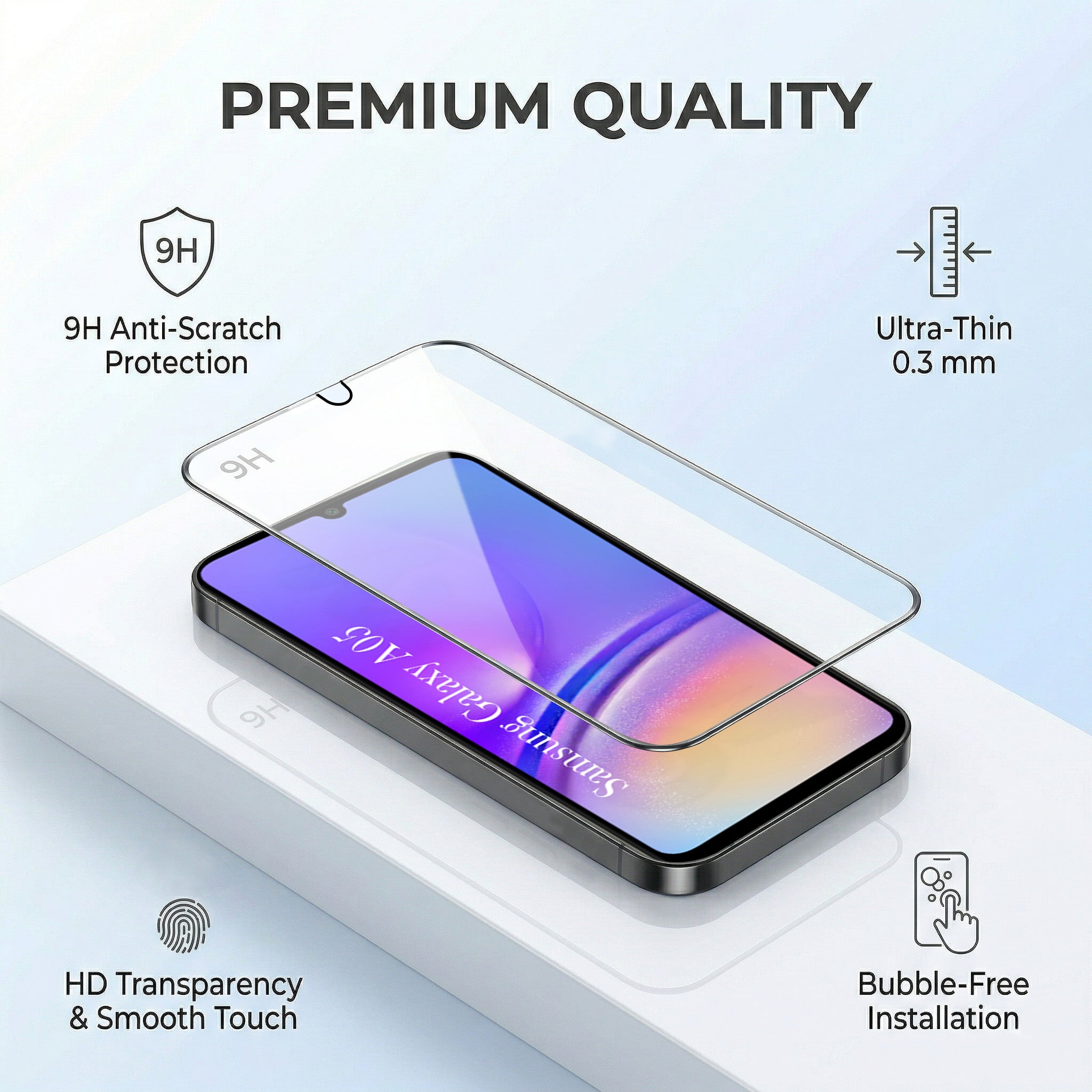 For Samsung Galaxy A05 Combo with Back Cover and 9H Tempered Glass (Lifetime Anti-Yellow | Crystal Clear Shockproof | Oleophobic Coating Screen Glass)