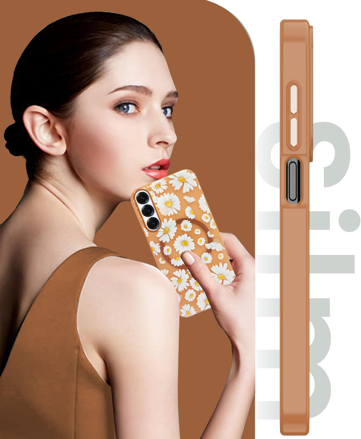 For Samsung Galaxy S25 Back Cover Case (Cute Floral Design | Flower Print for Girls | MagSafe Compatible Wireless Charging)