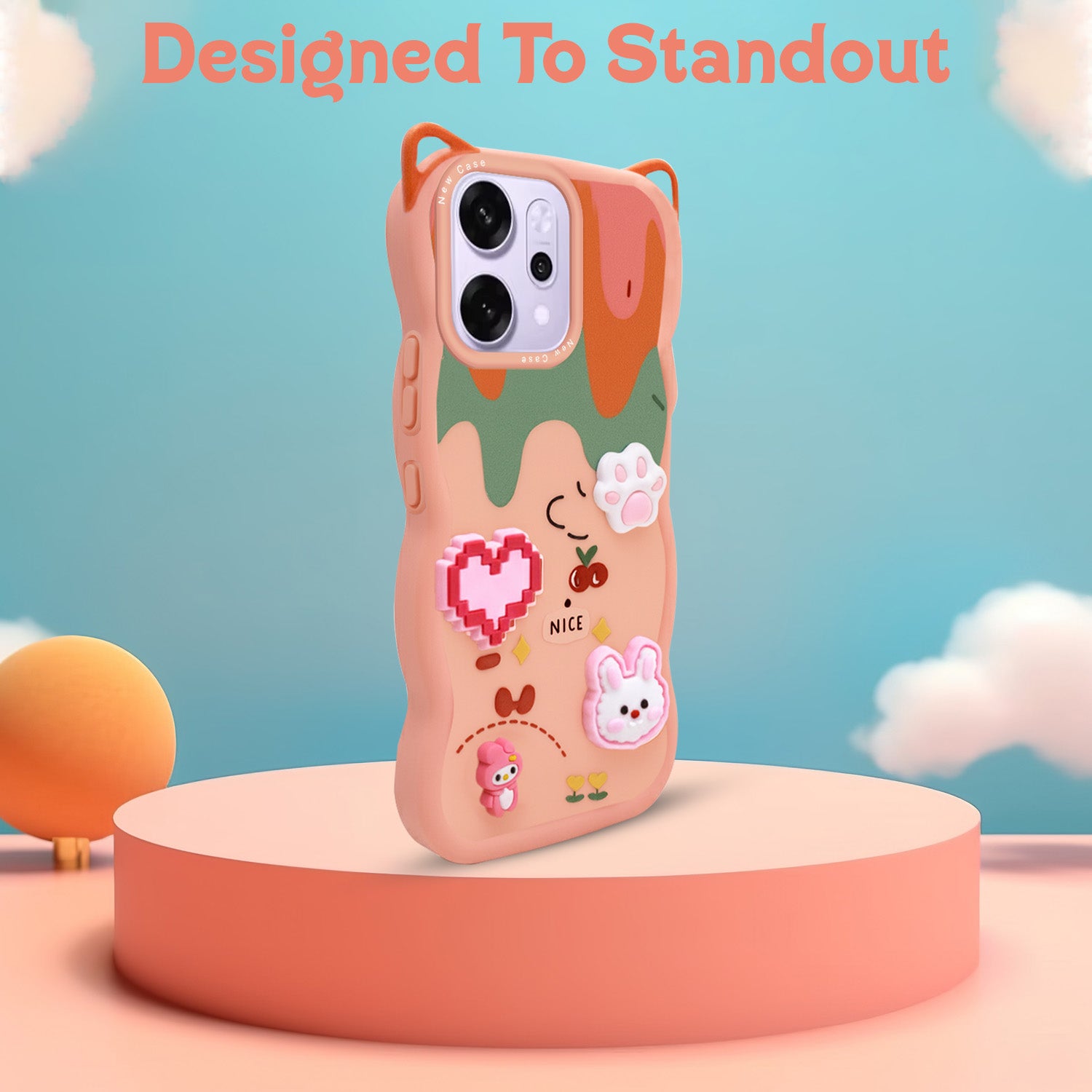 For Oppo Reno14 Pro 5G | Oppo Reno 14 Pro 5G Back Case Cover Strap (3D embossed Figures | Strap Holder | 360* Soft Cushion with Camera Bump)