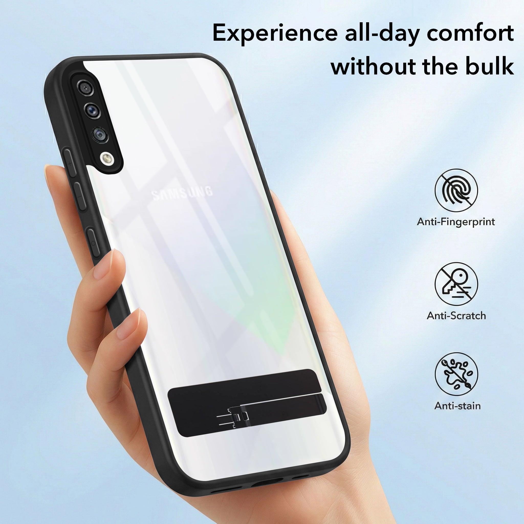 For Samsung Galaxy A30s Back Cover Case (Built-in Stand | Lifetime Anti Yellow | Kickstand Shockproof | Camera Protection | MagSafe Compatible)