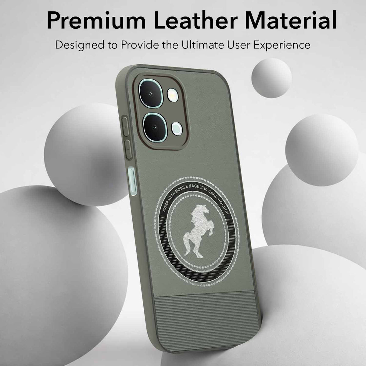For Vivo iQOO Z11x 5G Back Cover Case PU Leather Finish (Professional Minimalist Texture | MagSafe Compatile | Camera Protection | Sleek Sober Formal)