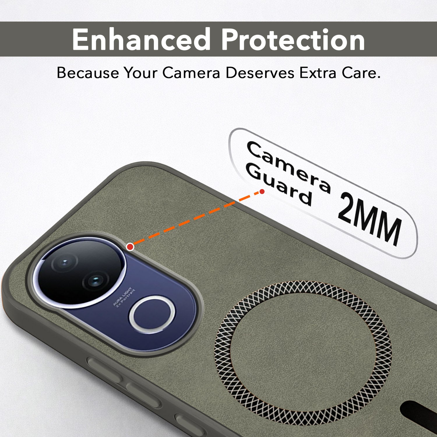 For Vivo T4R Back Cover Case Leather Finish (MagSafe Compatible Wireless Charging | Soft Touch | Camera Bump Protection)
