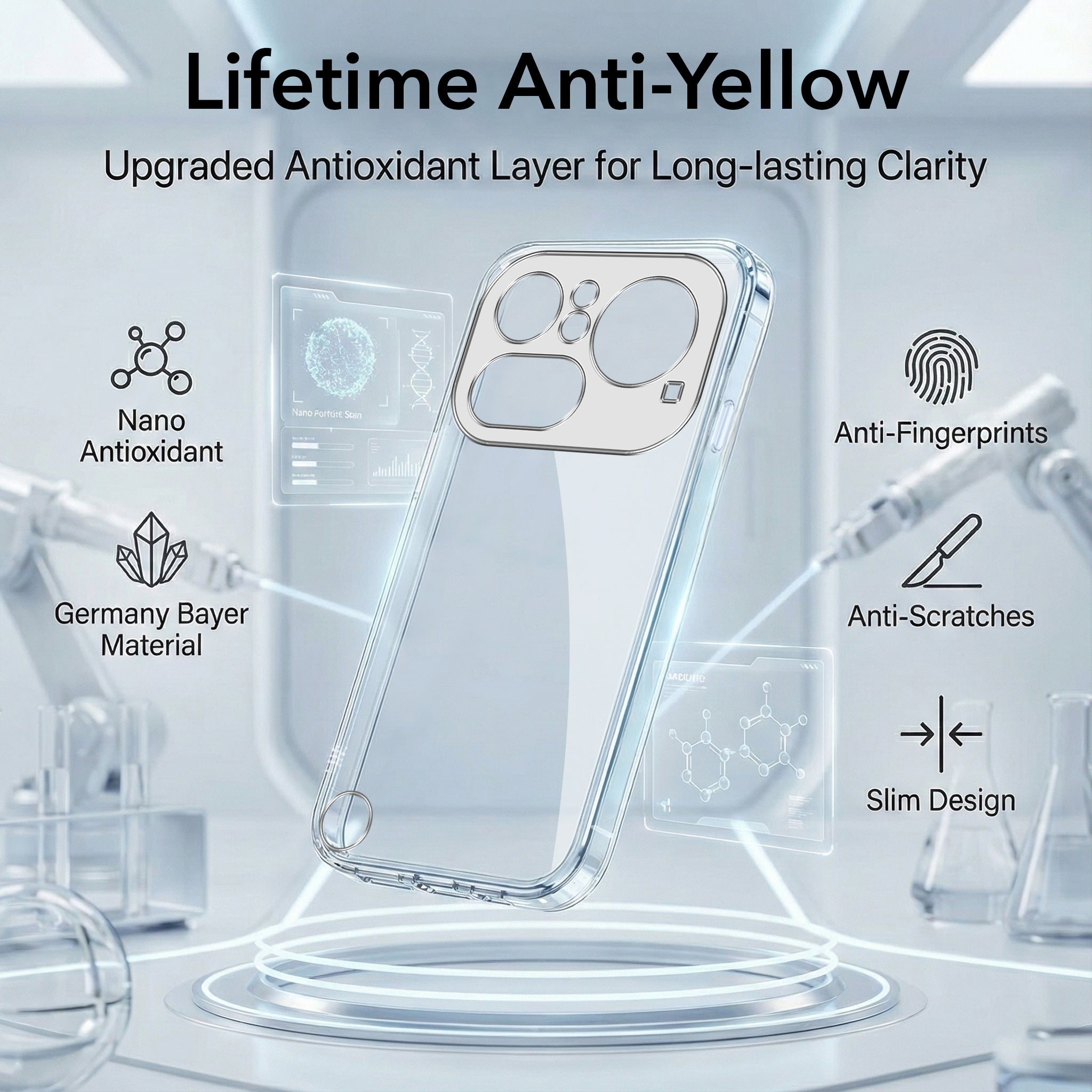 For Nothing Phone 4A Pro 5G Combo with Back Cover and 9H Tempered Glass (Lifetime Anti-Yellow | Sleek Hard Crystal | Oleophobic Coating Screen Glass)