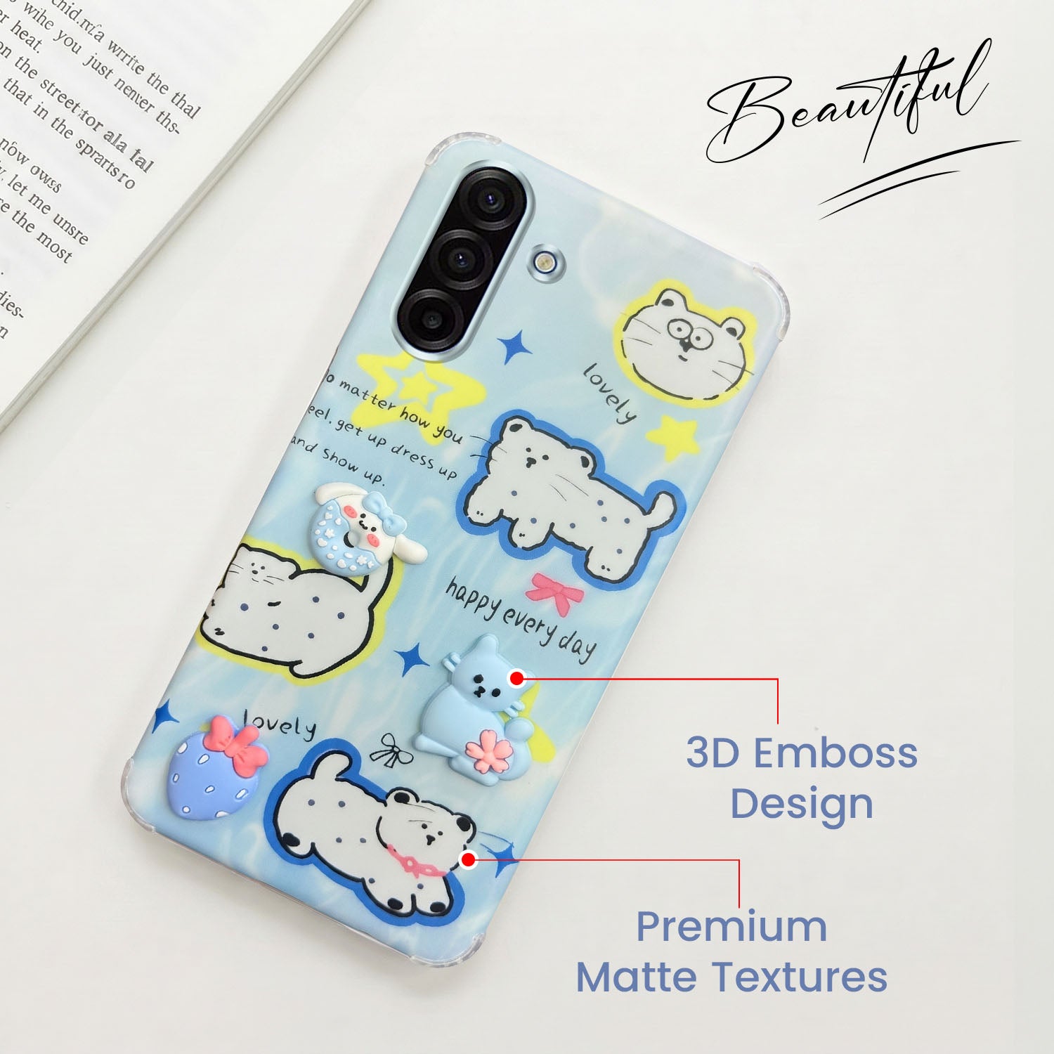For Samsung Galaxy A17 | Samsung F17 | Samsung M17 5G Back Cover Case (3D Cute Cartoons | Hard Back Side Soft | Matte Premium Finish | HD Printing)