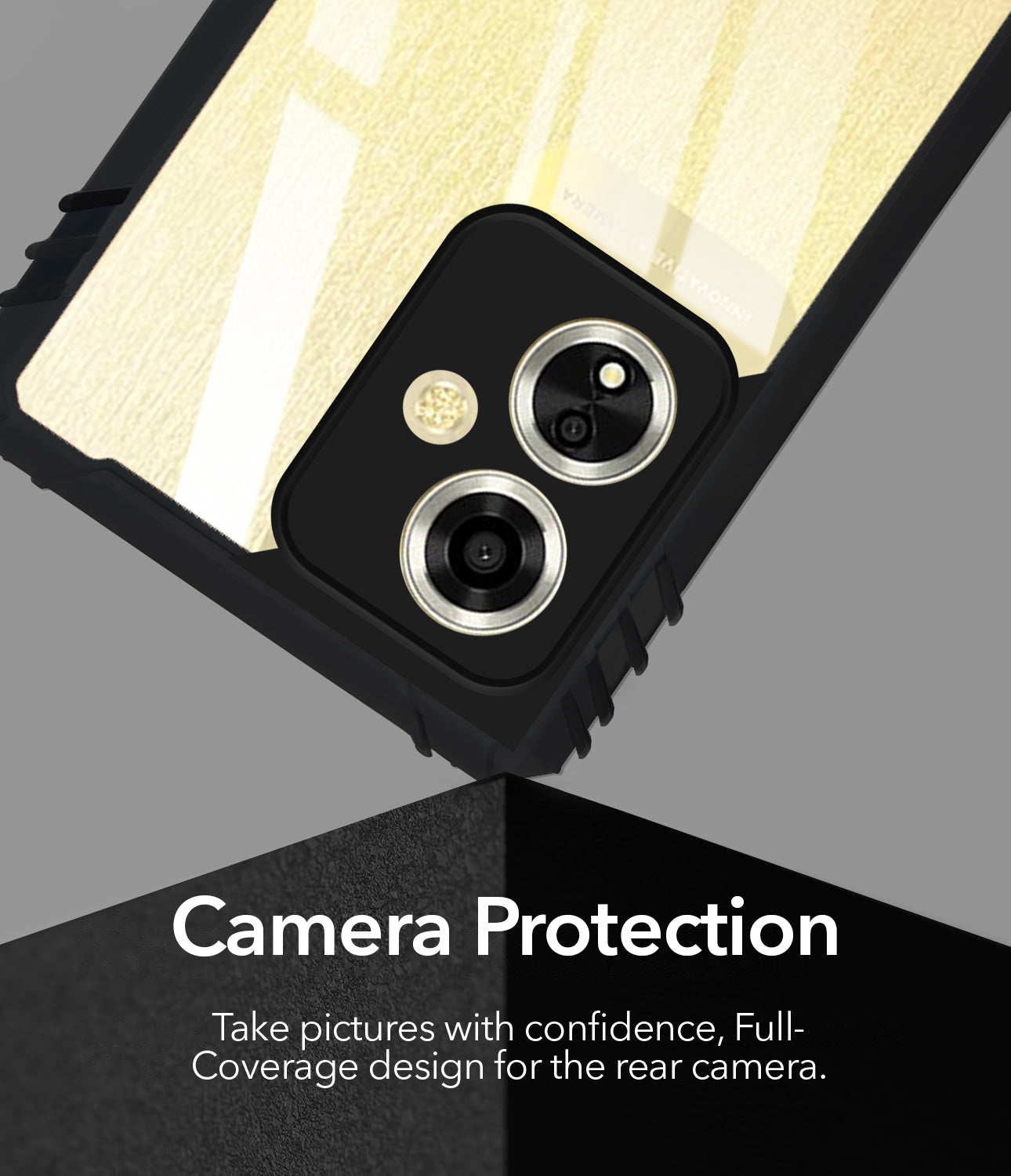 For Oppo A59 5G Back Cover Case (Ultimate Shockproof Bumpers | Anti Yellow | Rugged Armor | Hybrid PC | Black )
