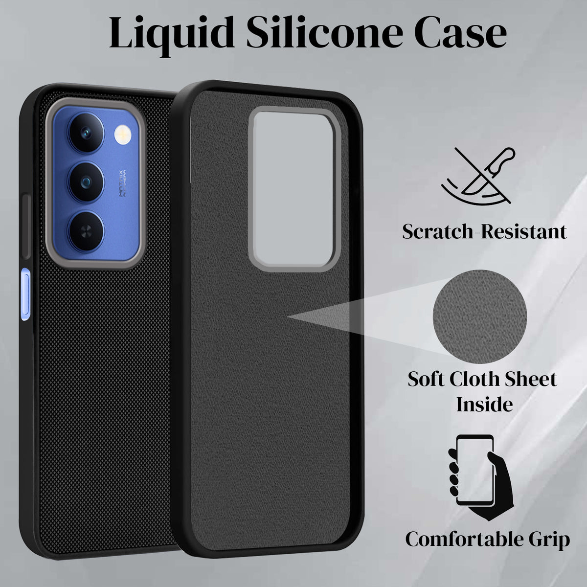 For Realme P4 Lite 5G | Narzo 100 Lite 5G Back Cover Case Rubberised (Textured Grip Design| Micro-Fiber Cloth Inside | Slim and Light Weight | Soft Touch and Feel)
