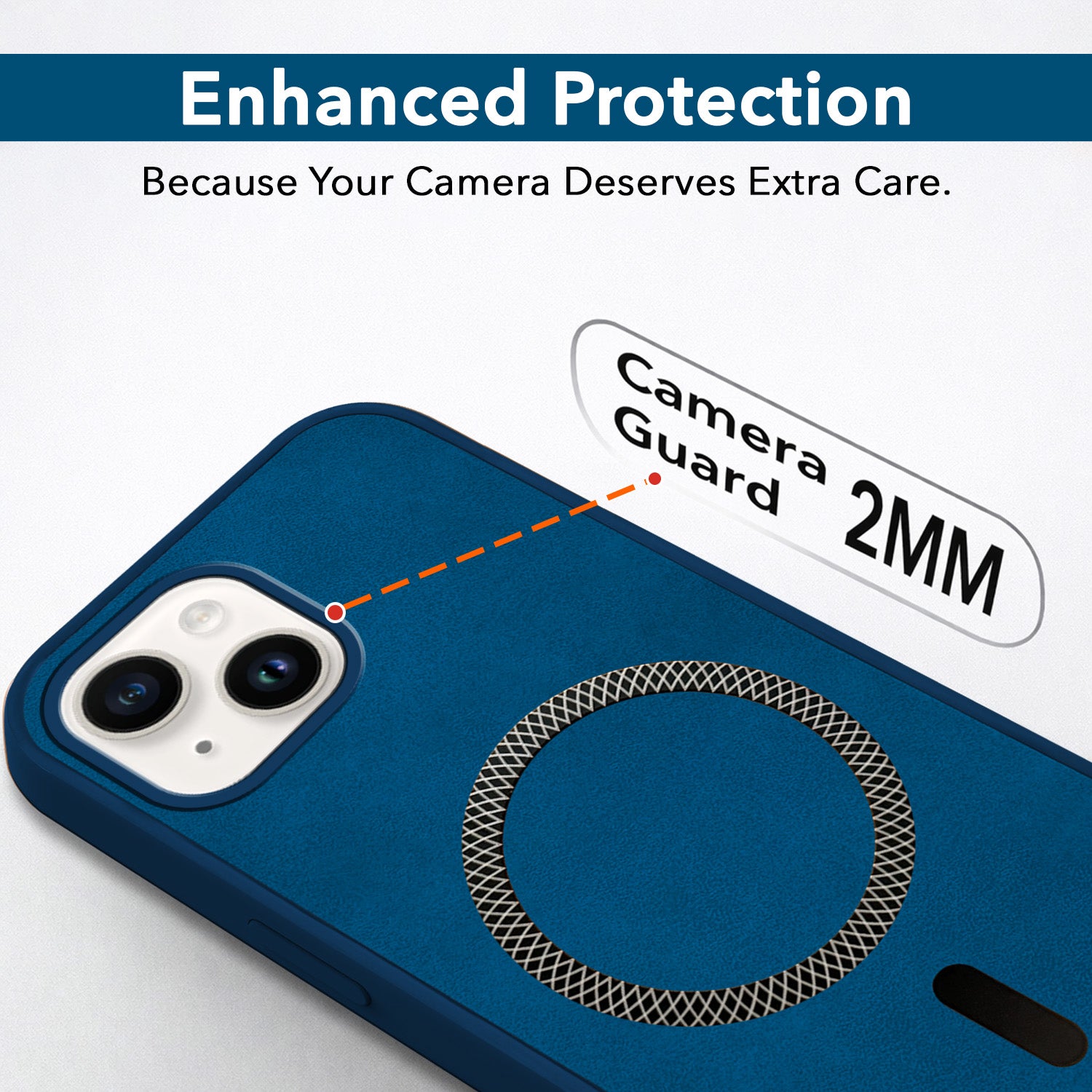 For Apple iPhone 14 Plus Back Cover Case Leather Finish (MagSafe Compatible Wireless Charging | Soft Touch | Camera Bump Protection)