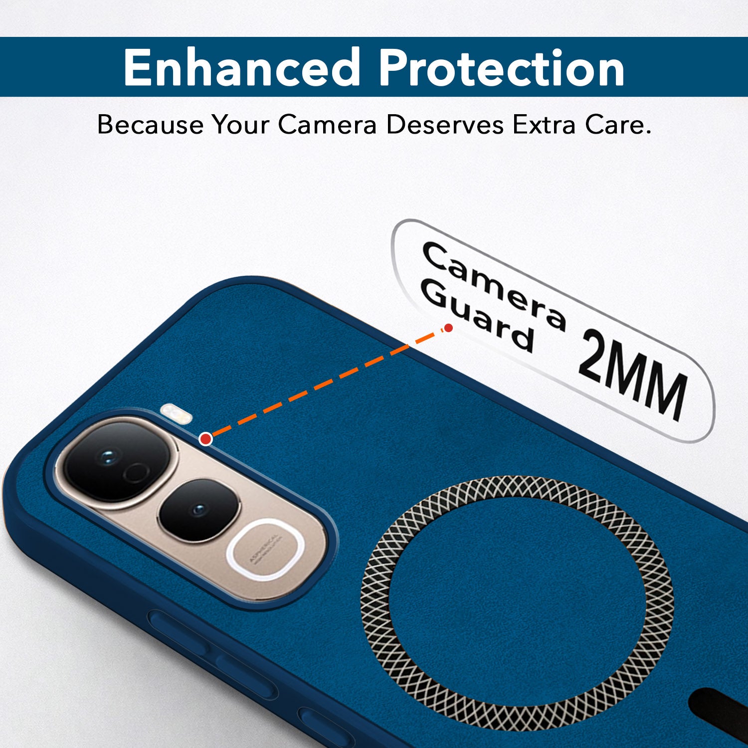 For Vivo Y400 Pro Back Cover Case Leather Finish (MagSafe Compatible Wireless Charging | Soft Touch | Camera Bump Protection)