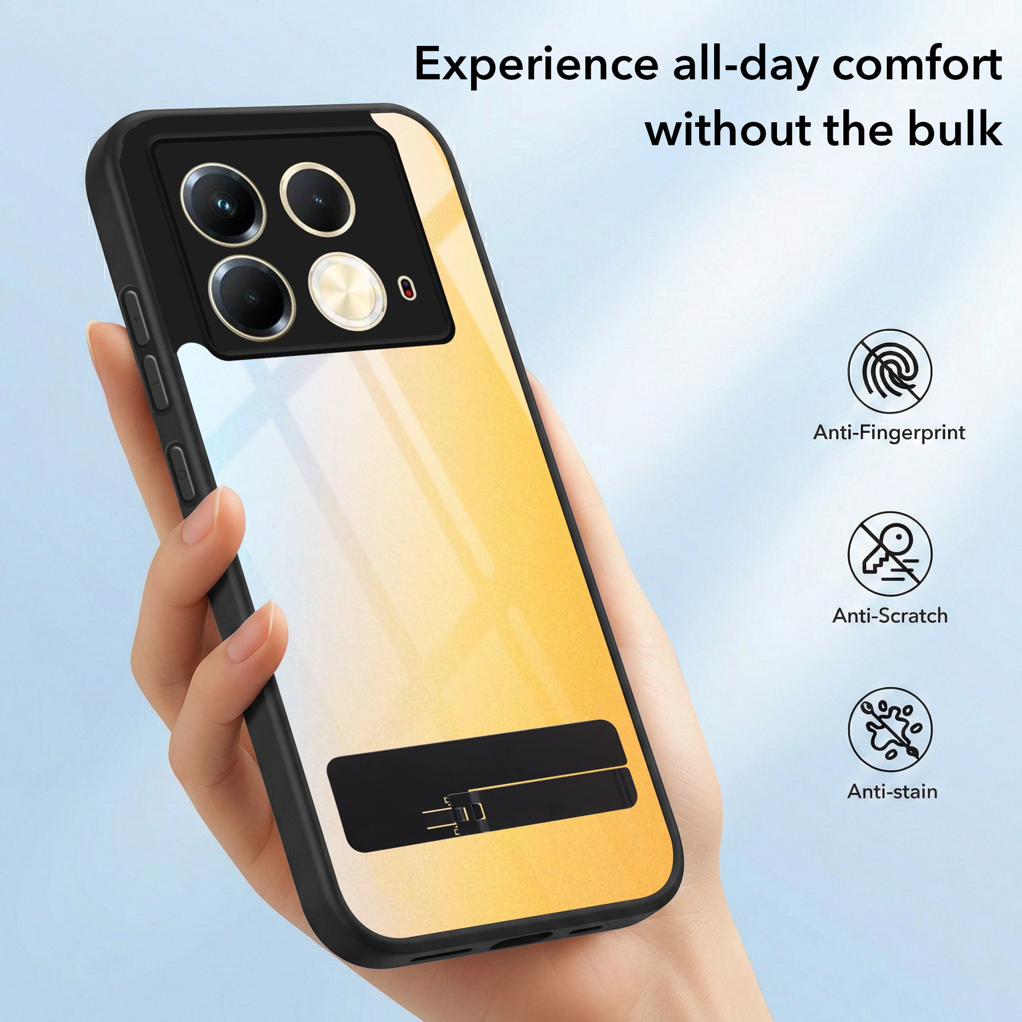 For Infinix Note 40 Back Cover Case (Built-in Stand | Lifetime Anti Yellow | Kickstand Shockproof | Camera Protection | MagSafe Compatible)