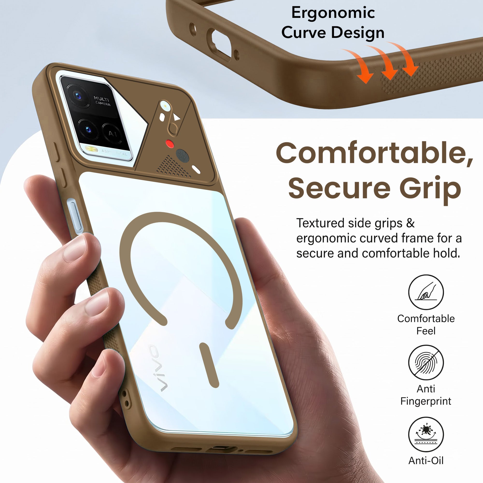 For Vivo Y21 2021 Back Cover Case Lifetime Anti-Yellow Clear (Camera Protection | Side Grip | Wireless MagSafe Compatible)
