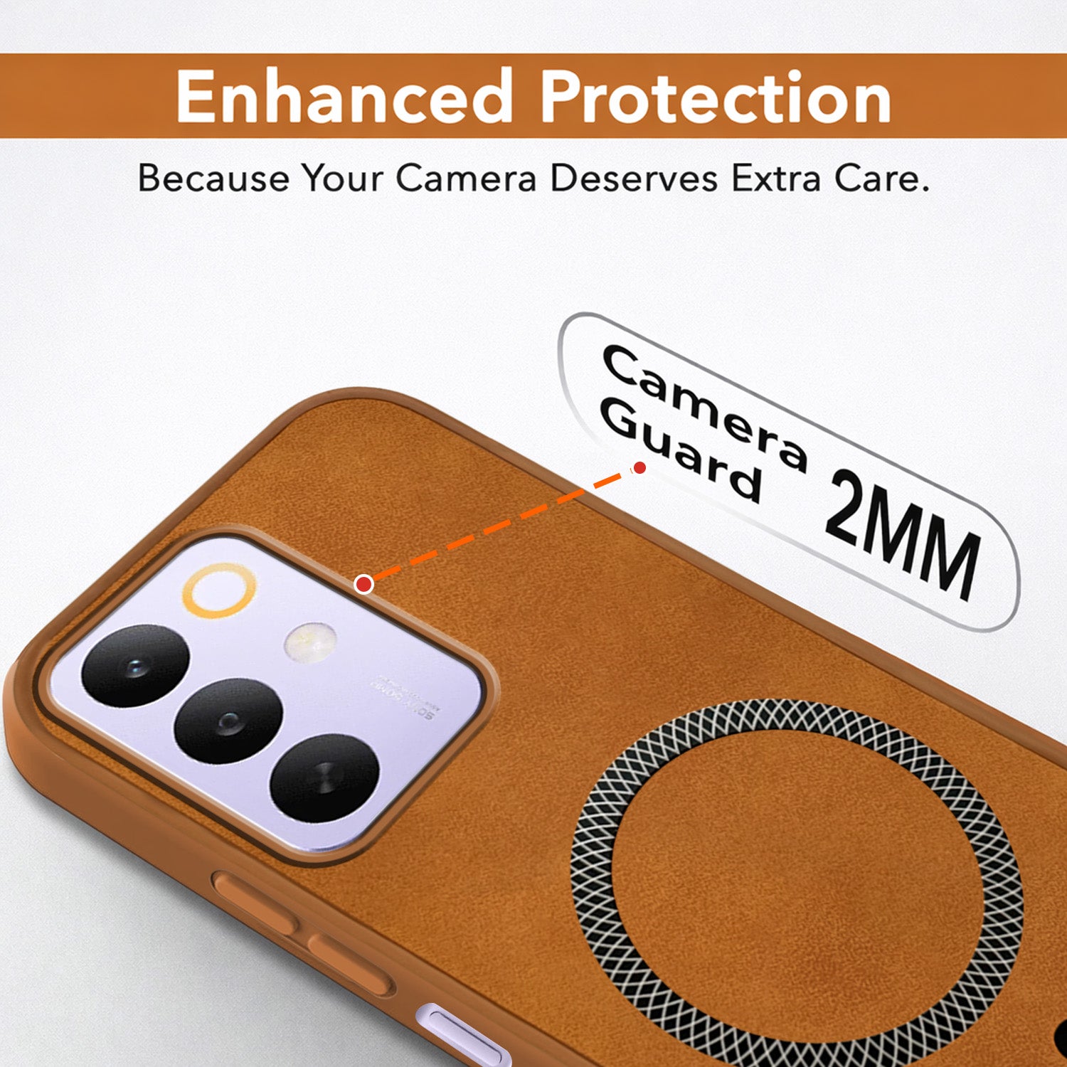 For Realme C85 5G | Realme Narzo 90x Back Cover Case Leather Finish (MagSafe Compatible Wireless Charging | Soft Touch | Camera Bump Protection)