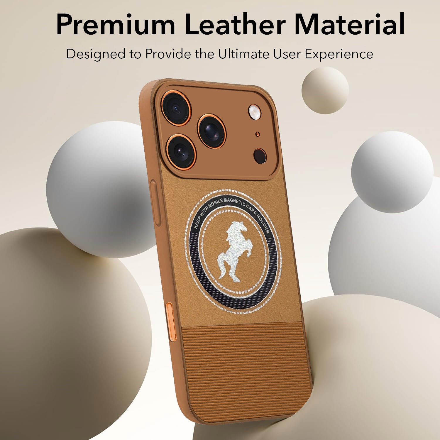 For Apple iPhone 17 Pro Back Cover Case PU Leather Finish (Professional Minimalist Texture | MagSafe Compatile | Camera Protection | Sleek Sober Formal)