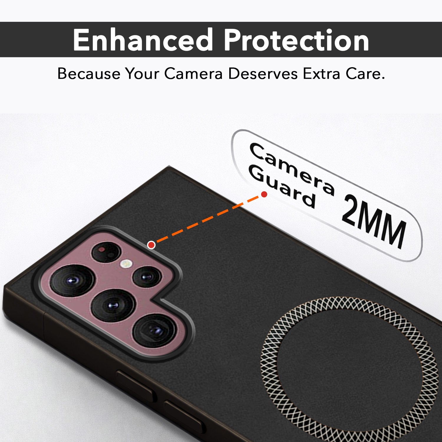 For Samsung Galaxy S22 Ultra 5G Back Cover Case Leather Finish (MagSafe Compatible Wireless Charging | Soft Touch | Camera Bump Protection)