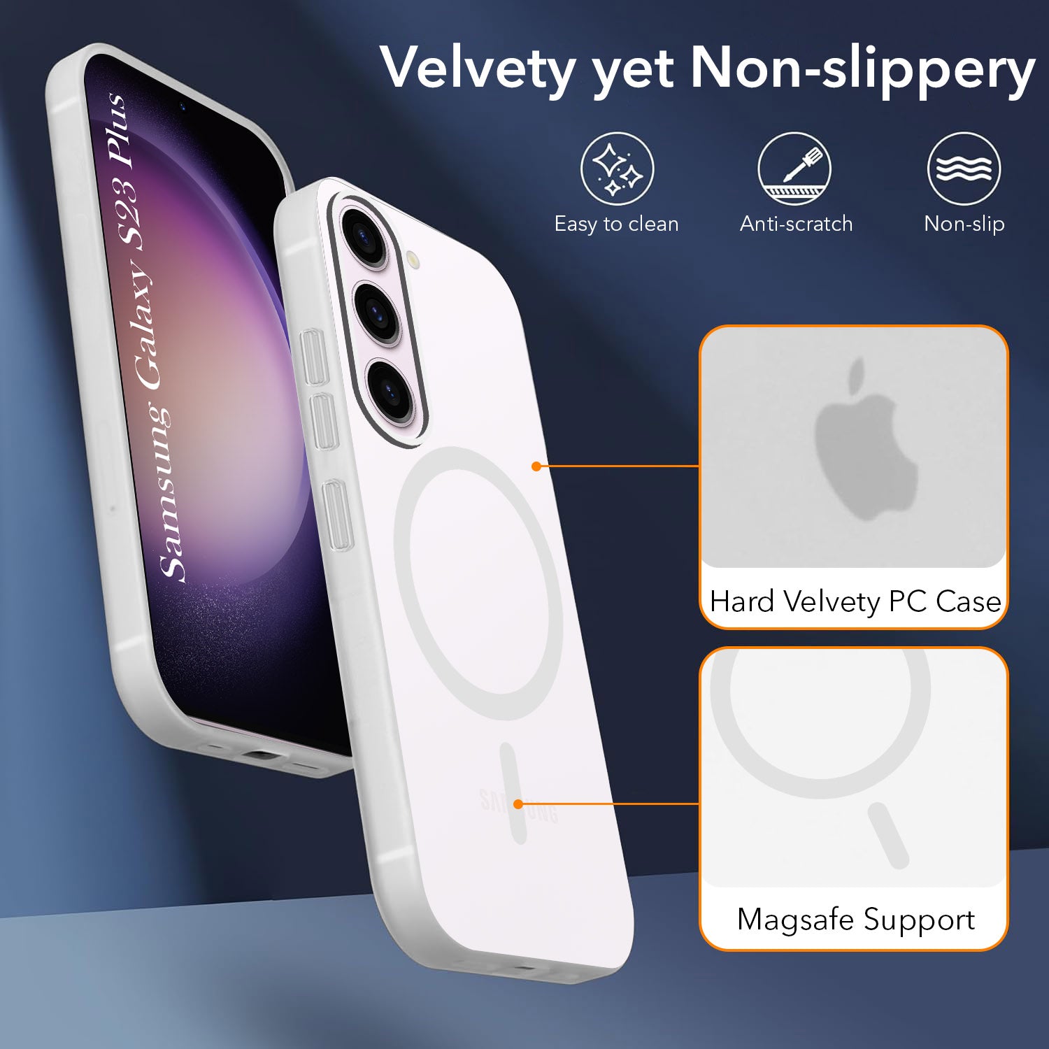 For Samsung Galaxy S23 Plus Back Cover Case Crystal (Frosted Matte Feel | MagSafe Compatible Wireless Charging)