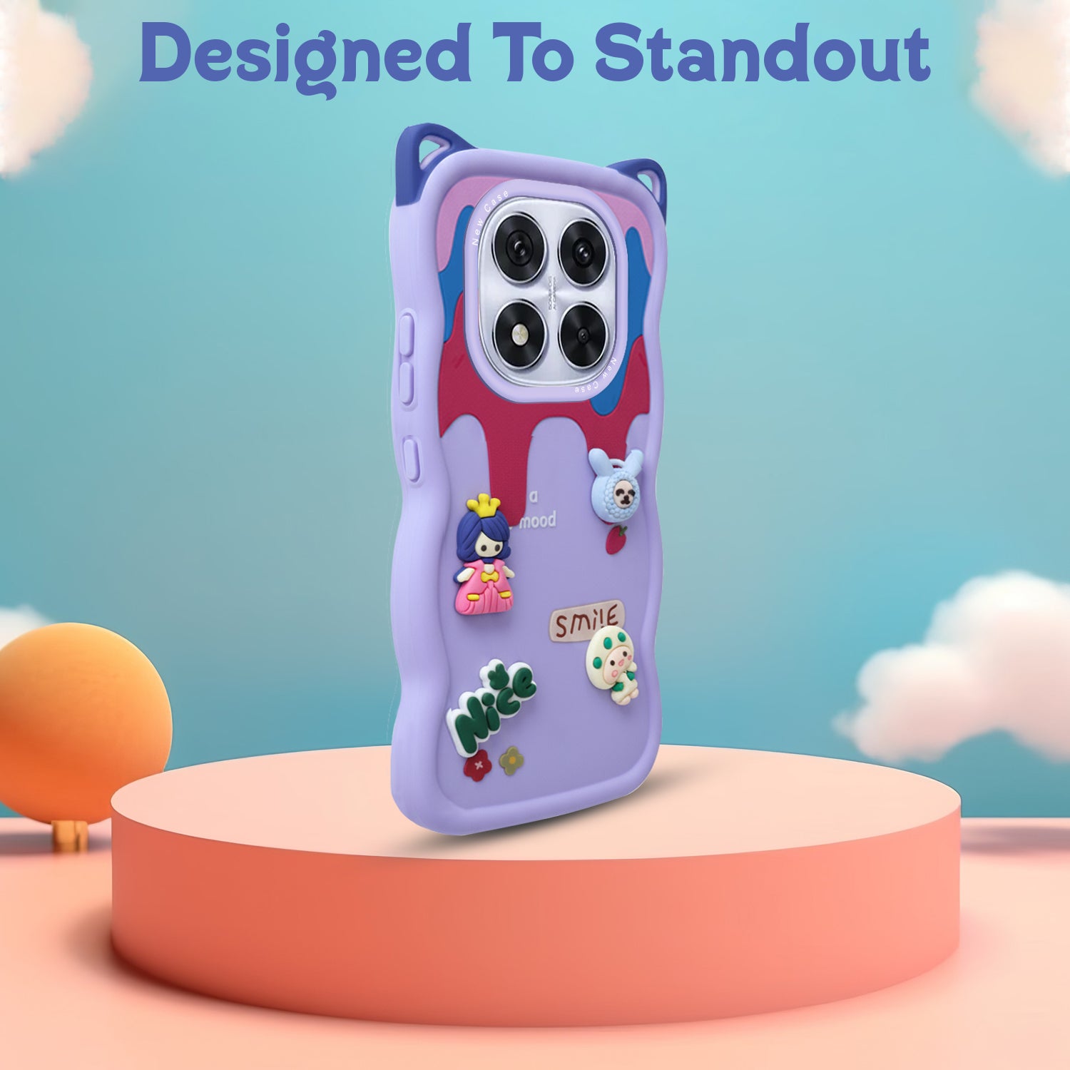 For Redmi Note 14 Pro Back Case Cover Strap (3D embossed Figures | Strap Holder | 360* Soft Cushion with Camera Bump)
