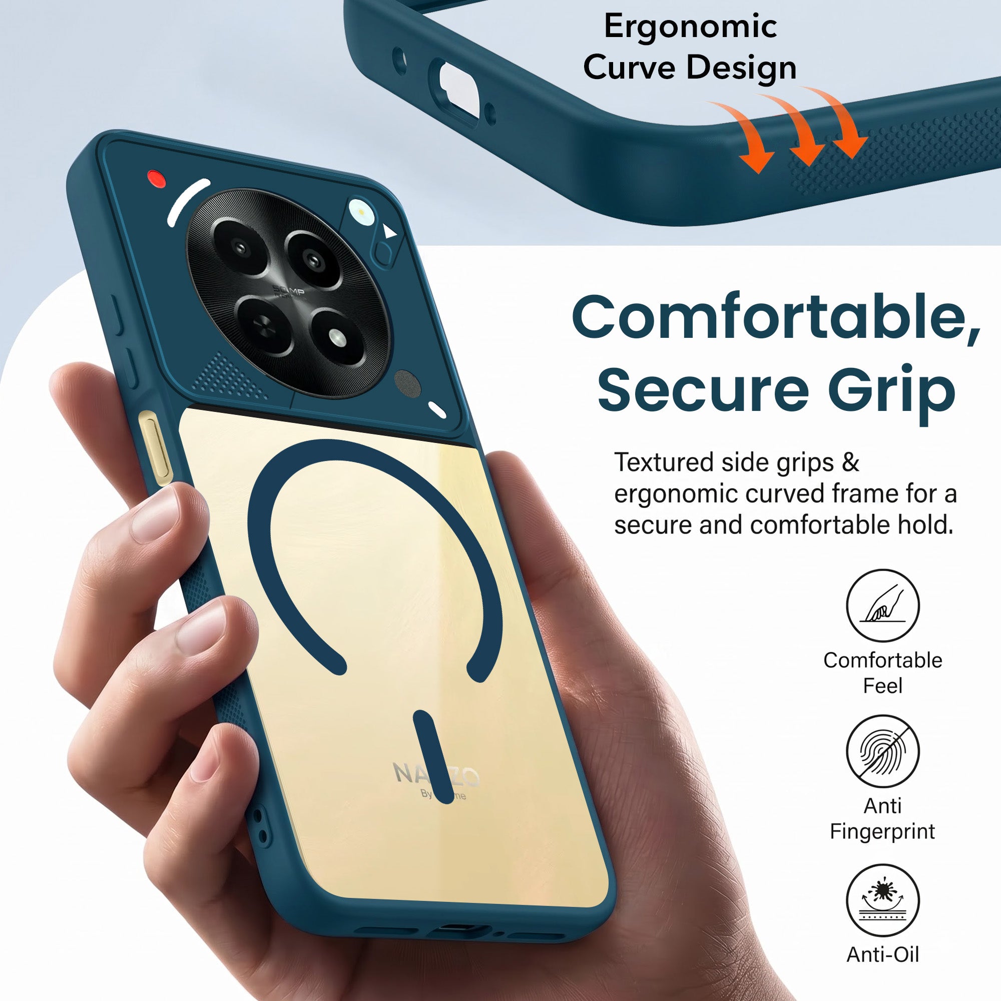 For Realme Narzo N65 5G Back Cover Case Lifetime Anti-Yellow Clear (Camera Protection | Side Grip | Wireless MagSafe Compatible)