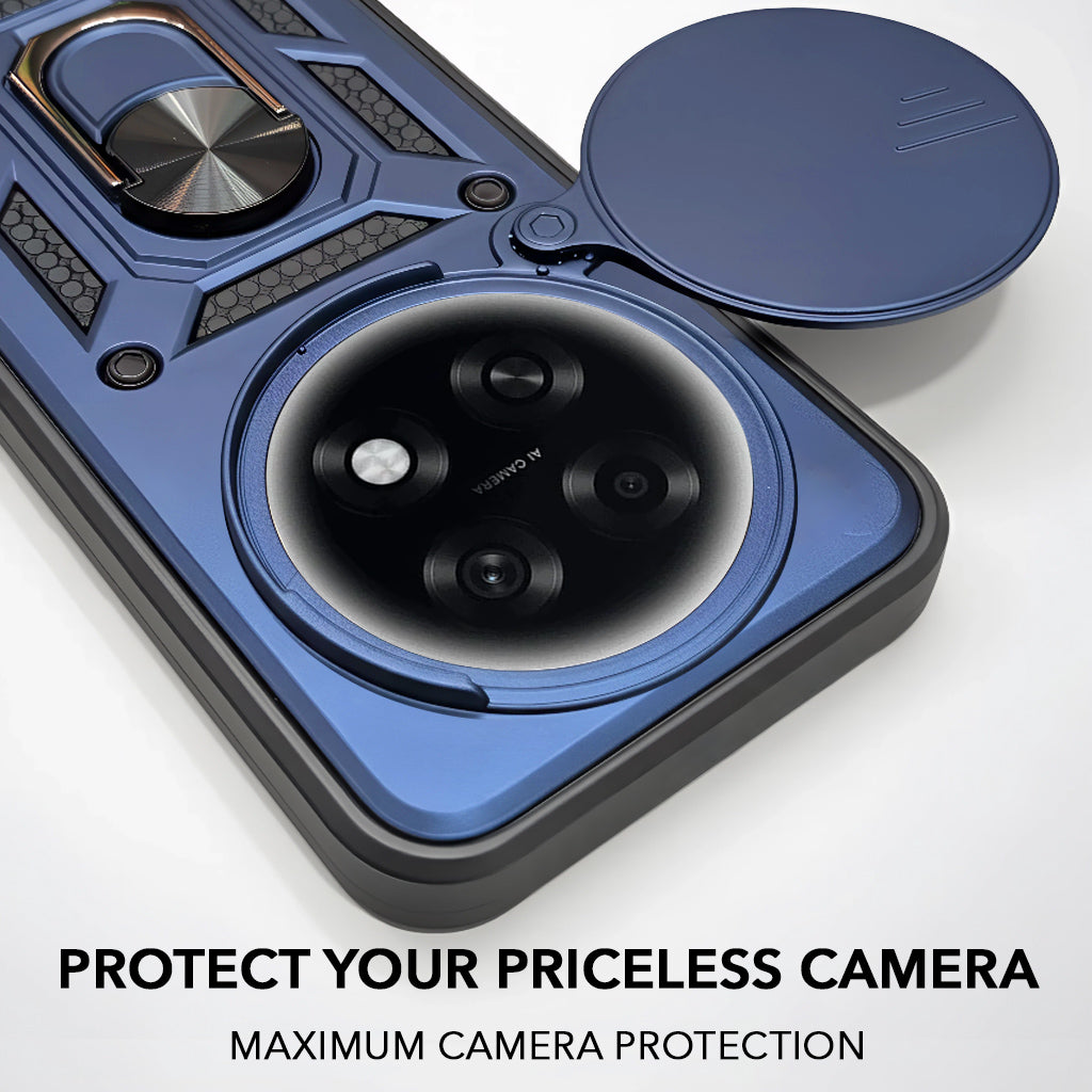 For Oppo F31 Pro Plus Hybrid Armor Back Cover Case (Sliding Shutter Camera Protection | Polycarbonate |Ring Holder Kickstand)
