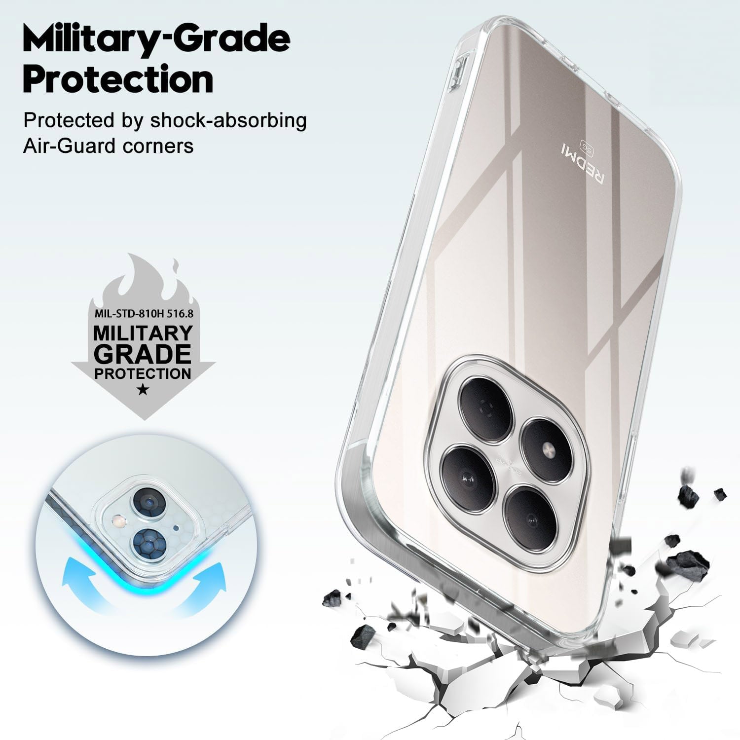 For Xiaomi Redmi Note 15 Pro 5G Back Cover Case Silicone (Clear Shockproof Case with Camera Protection | Soft and Flexible | Transparent)