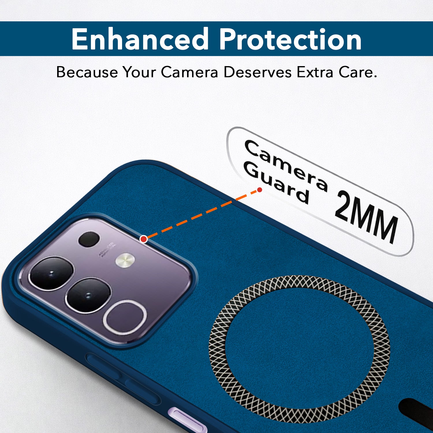 For Vivo T4x | Vivo Y31 Pro Back Cover Case Leather Finish (MagSafe Compatible Wireless Charging | Soft Touch | Camera Bump Protection)