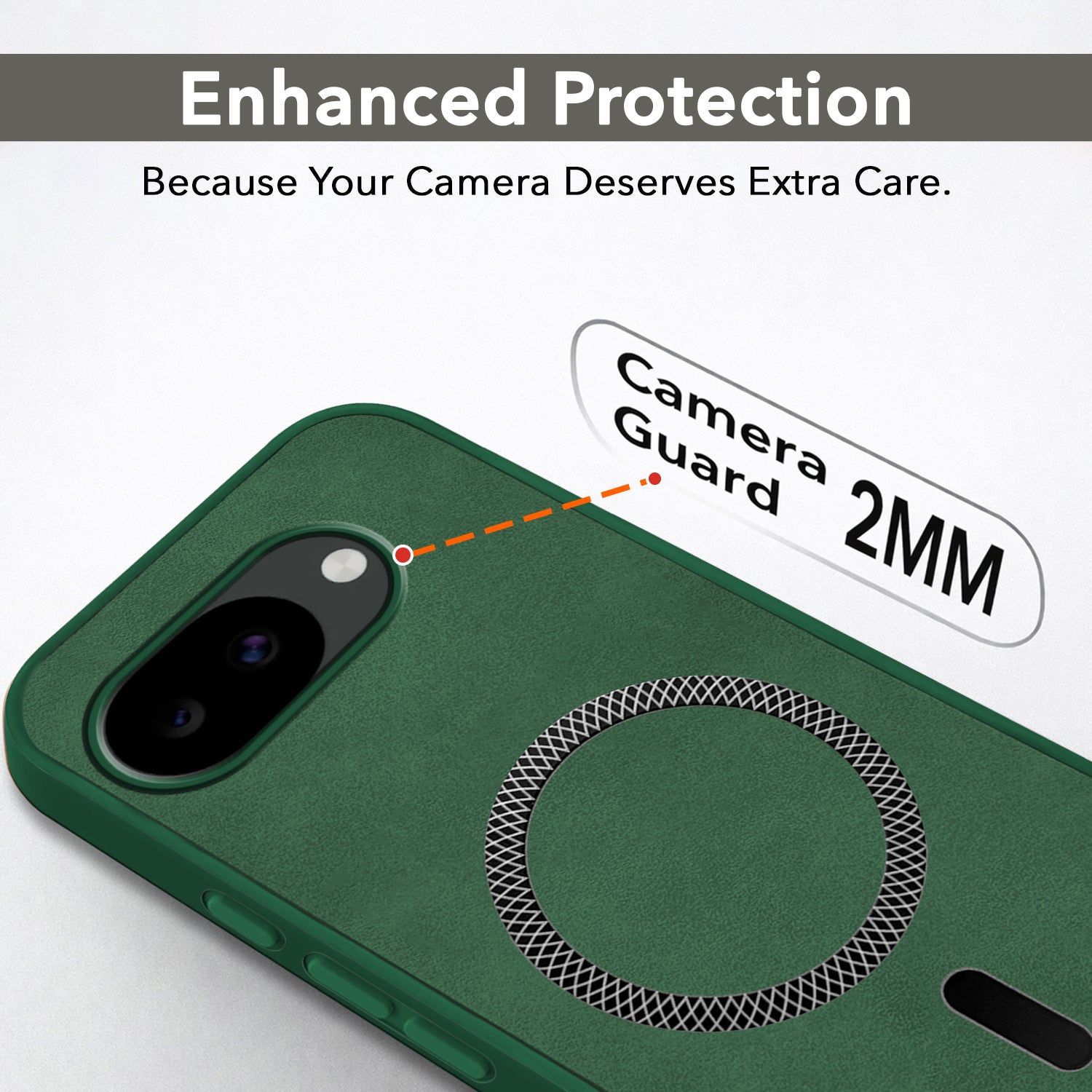 For Google Pixel 10a Back Cover Case Leather Finish (MagSafe Compatible Wireless Charging | Soft Touch | Camera Bump Protection)